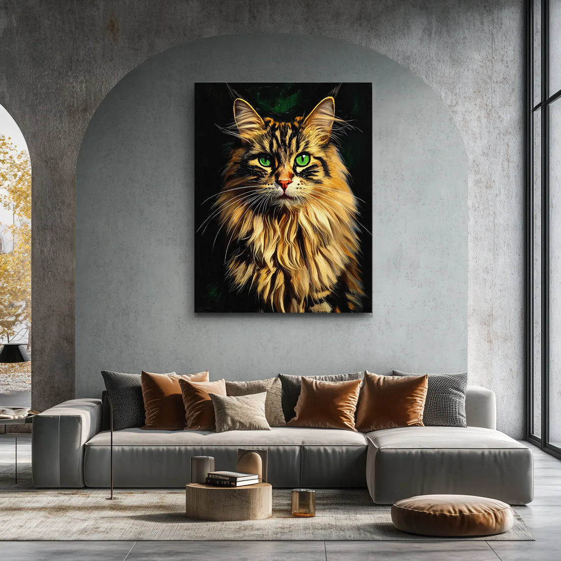 Intense Green-Eyed Tabby Cat Giclée Print 456034 Visual Wall Art AR3:4V-AR4:5V Giclée Print