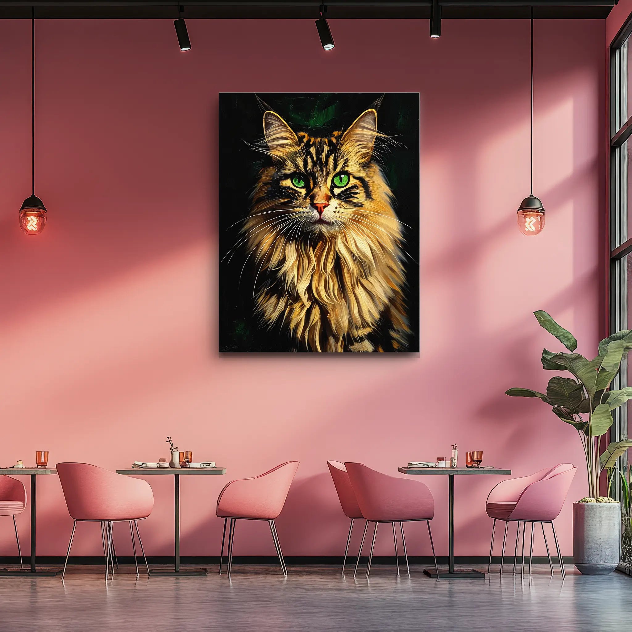 Intense Green-Eyed Tabby Cat Giclée Print 456034 Visual Wall Art AR3:4V-AR4:5V Giclée Print