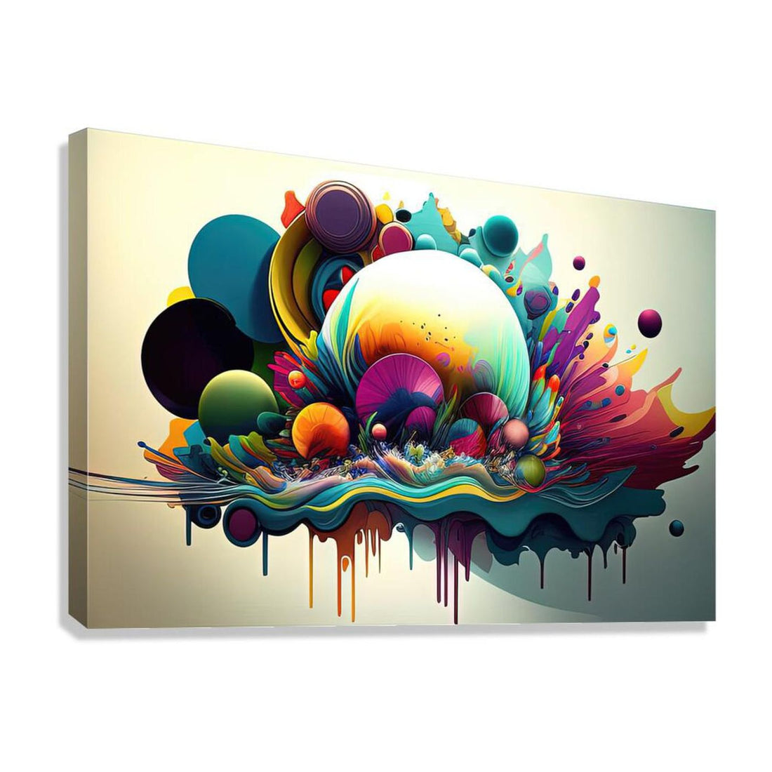 Into Collison, Abstract Art Print 32823 Giclée Stretched Canvas Print Visual Wall Art