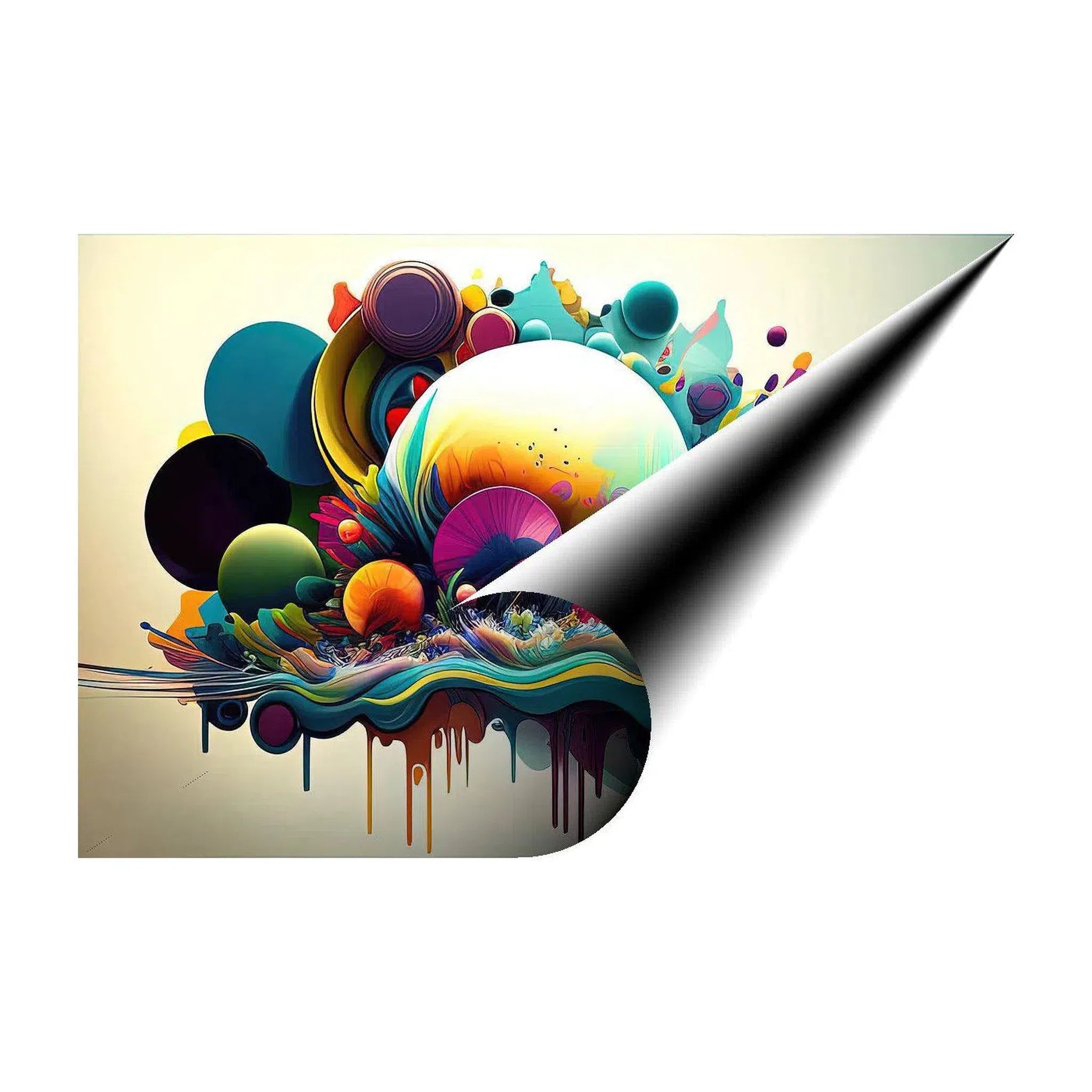 Into Collison, Abstract Art Print 32823 Giclée Rolled Canvas Print Visual Wall Art