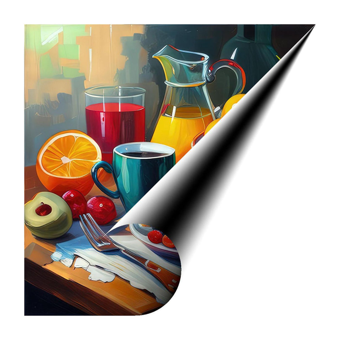 Juice And Fruits Breakfast Food, Still Life Art Print 11707 Giclee Rolled Canvas Print Visual Wall Art