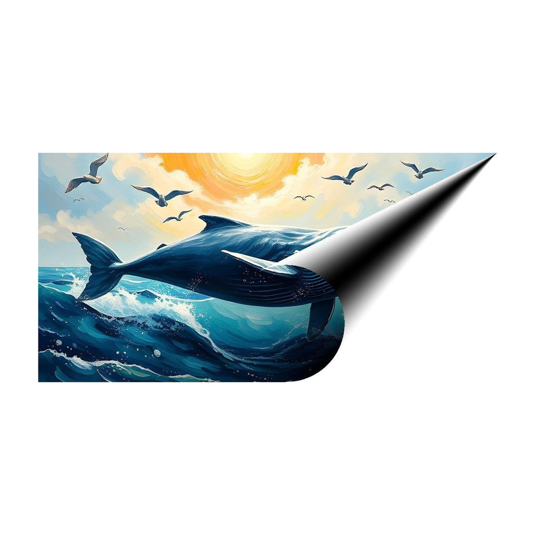 Jumping Whale, Animal Art Print 21501 Giclee Rolled Canvas Print Visual Wall Art