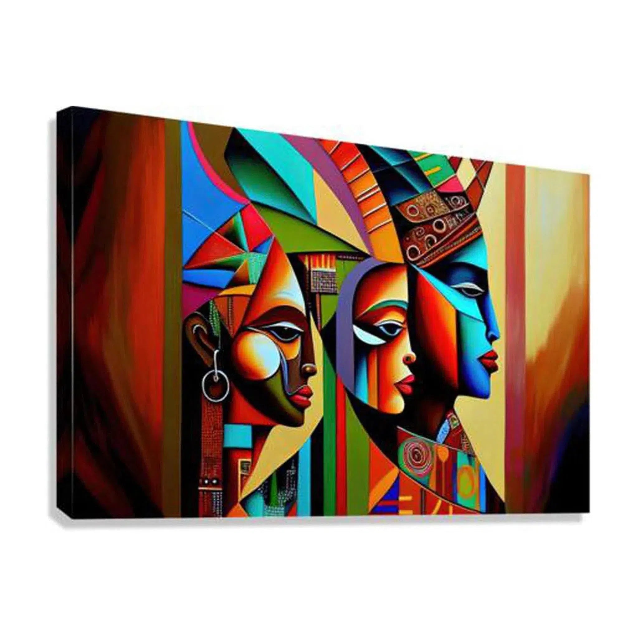 Ladies-In-Waiting, Ethnic Abstract Art Print 32102 Giclée Stretched Canvas Print Visual Wall Art