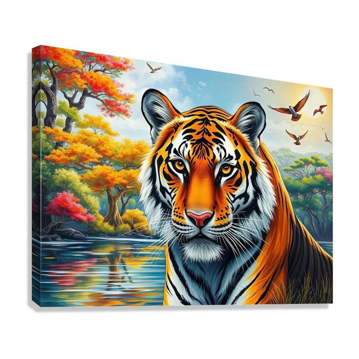 Large Tiger Cat Posing, Animal Art Print 43842 Giclée Stretched Canvas Print Visual Wall Art