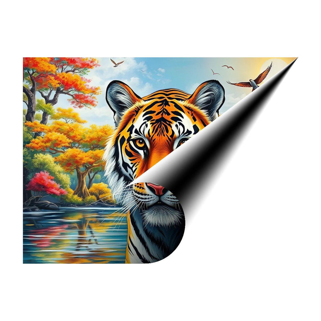 Large Tiger Cat Posing, Animal Art Print 43842 Giclee Rolled Canvas Print Visual Wall Art