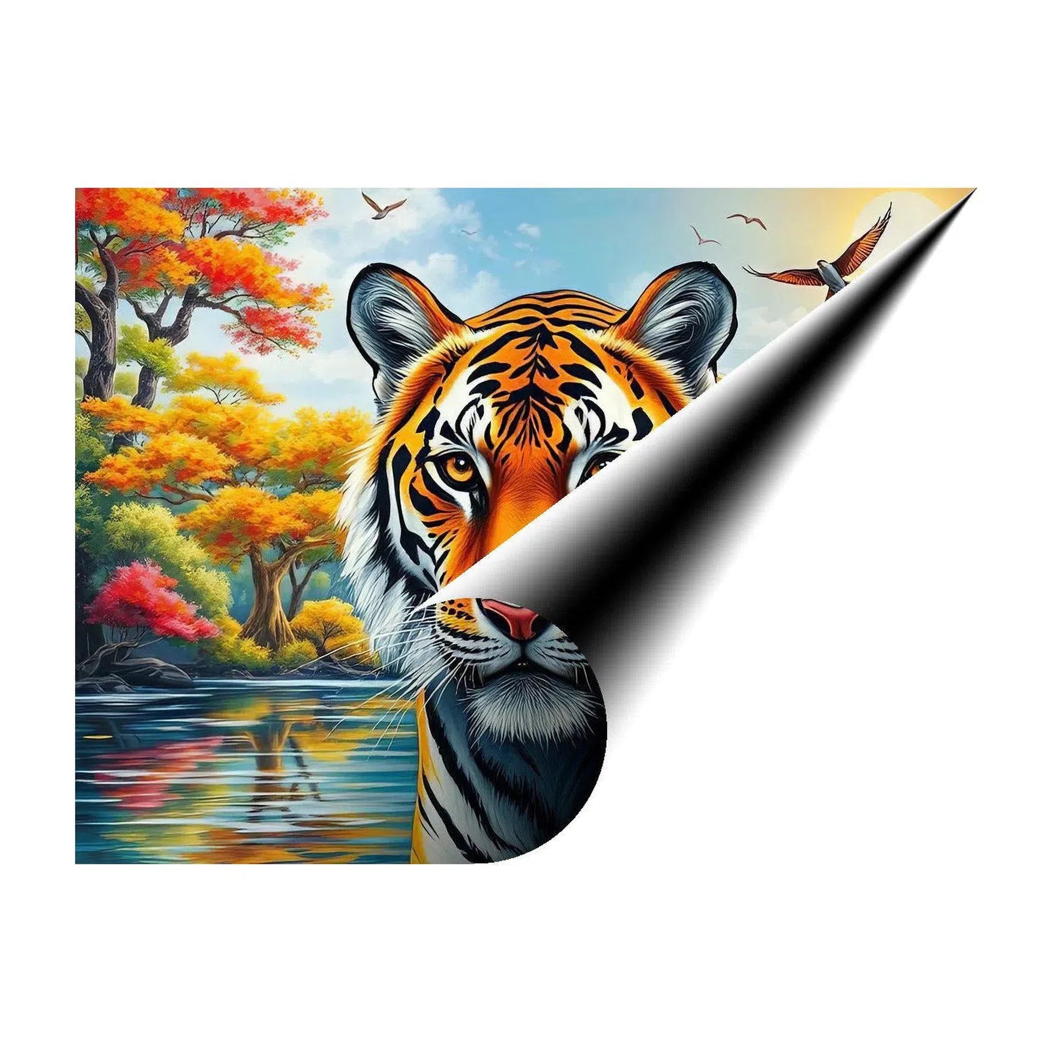 Large Tiger Cat Posing, Animal Art Print 43842 Giclée Rolled Canvas Print Visual Wall Art