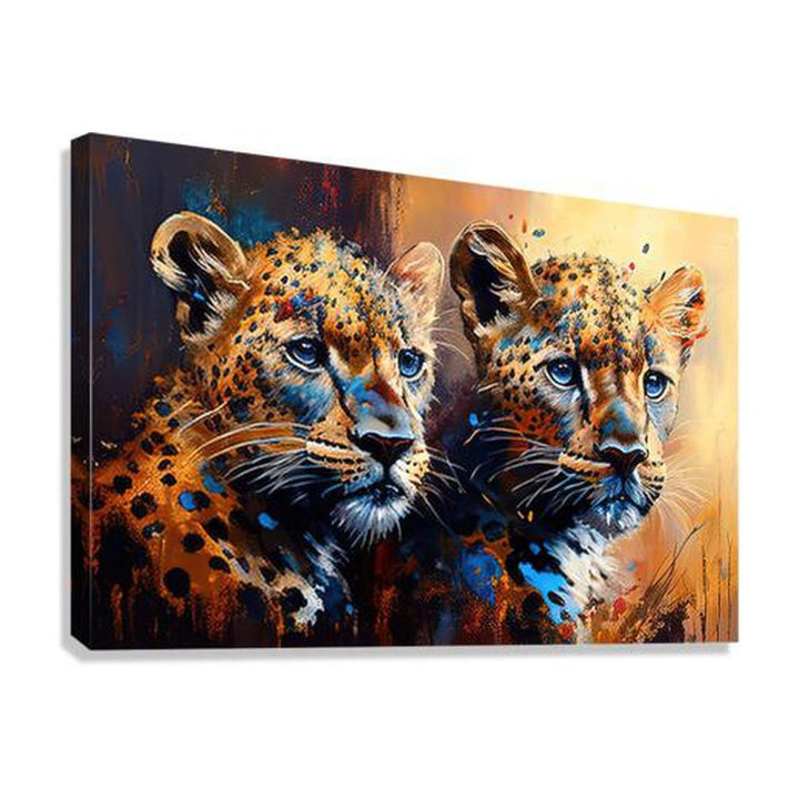 Leopard Cubs Brothers And Cubs, Animal Art Print 32100 Giclée Stretched Canvas Print Visual Wall Art