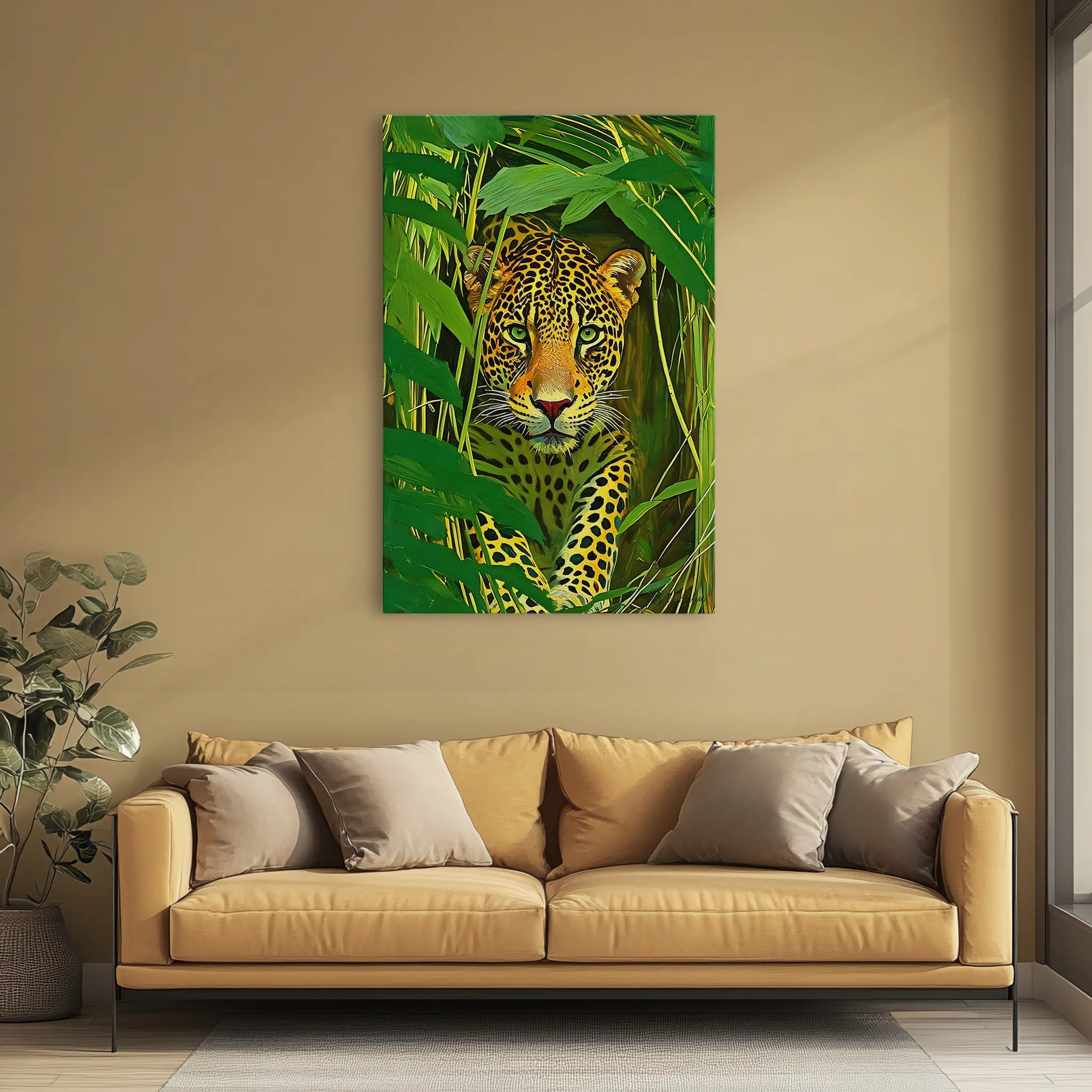Leopard hidden in dense leaves Giclée Print 231025 Visual Wall Art AR2:3V Giclée Print