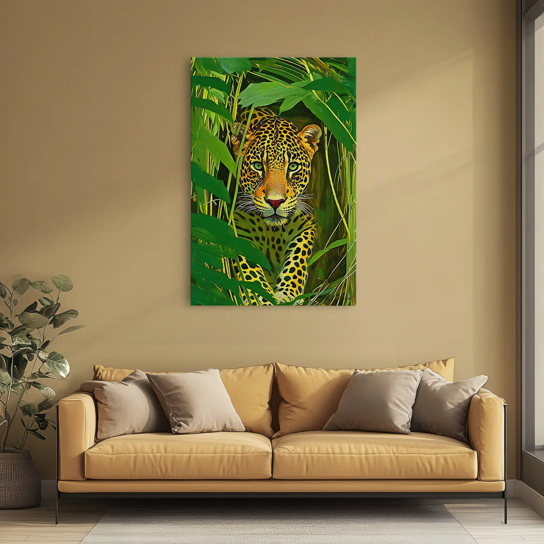 Leopard hidden in dense leaves Giclée Print 231025 Visual Wall Art AR2:3V Giclée Print