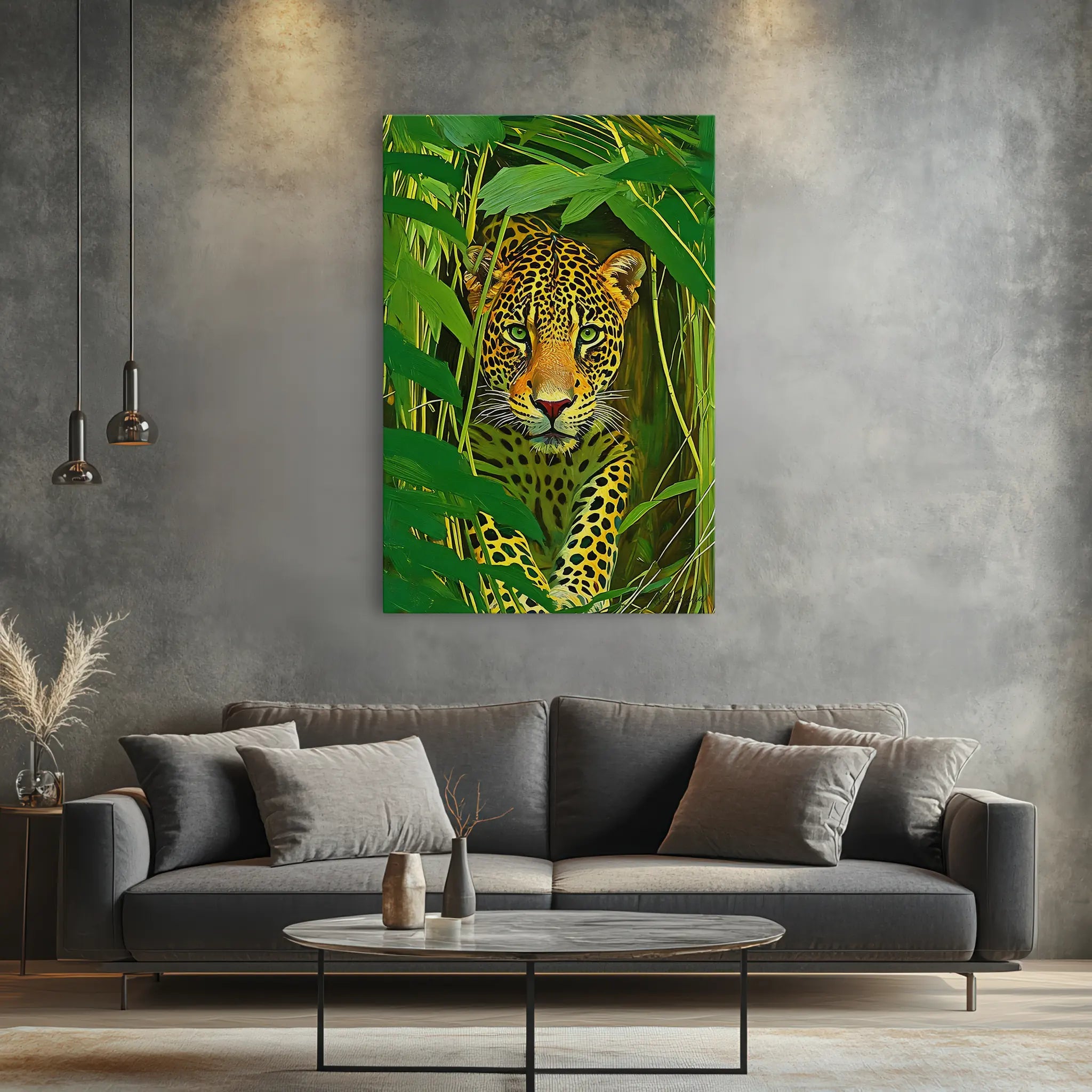 Leopard hidden in dense leaves Giclée Print 231025 Visual Wall Art AR2:3V Giclée Print
