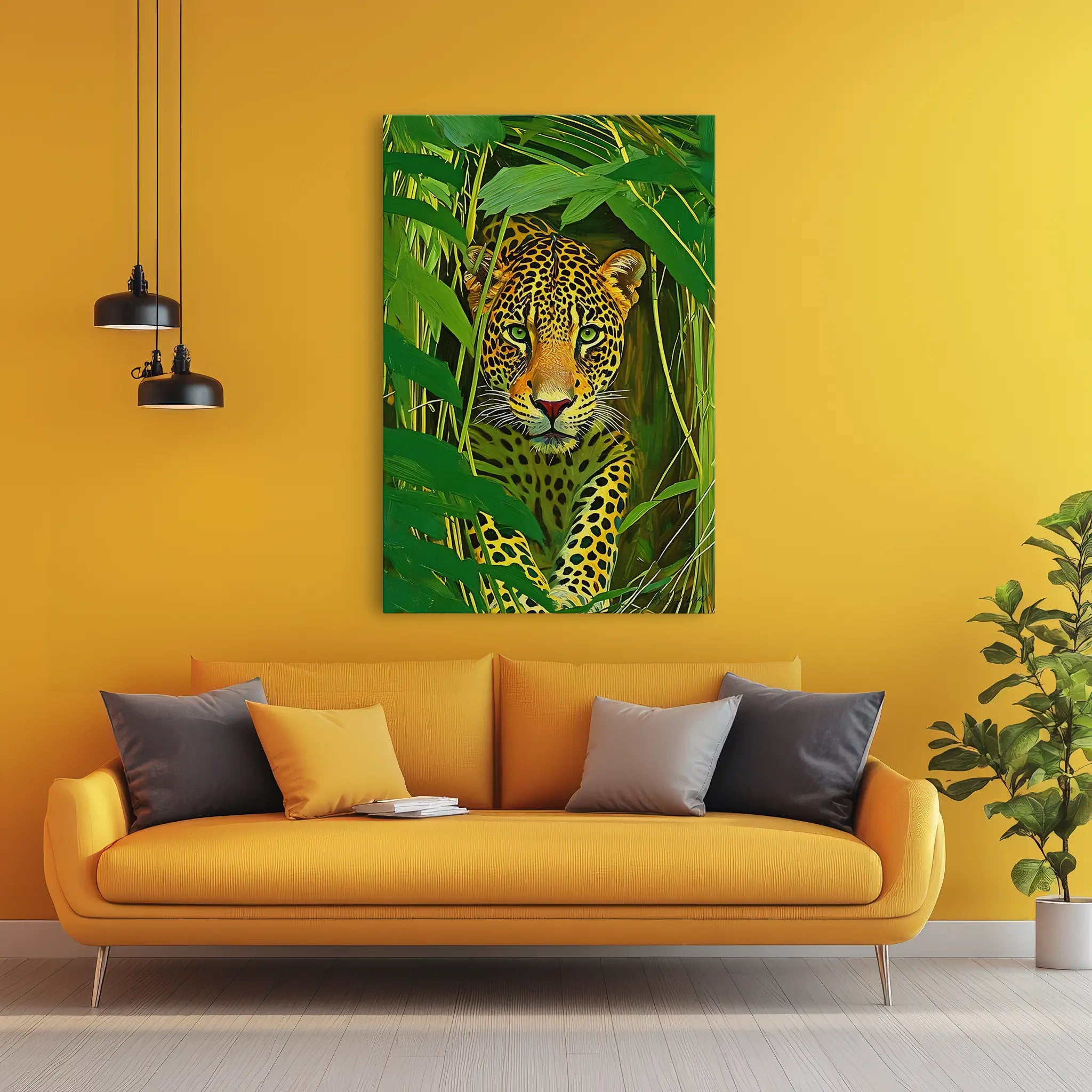 Leopard hidden in dense leaves Giclée Print 231025 Visual Wall Art AR2:3V Giclée Print