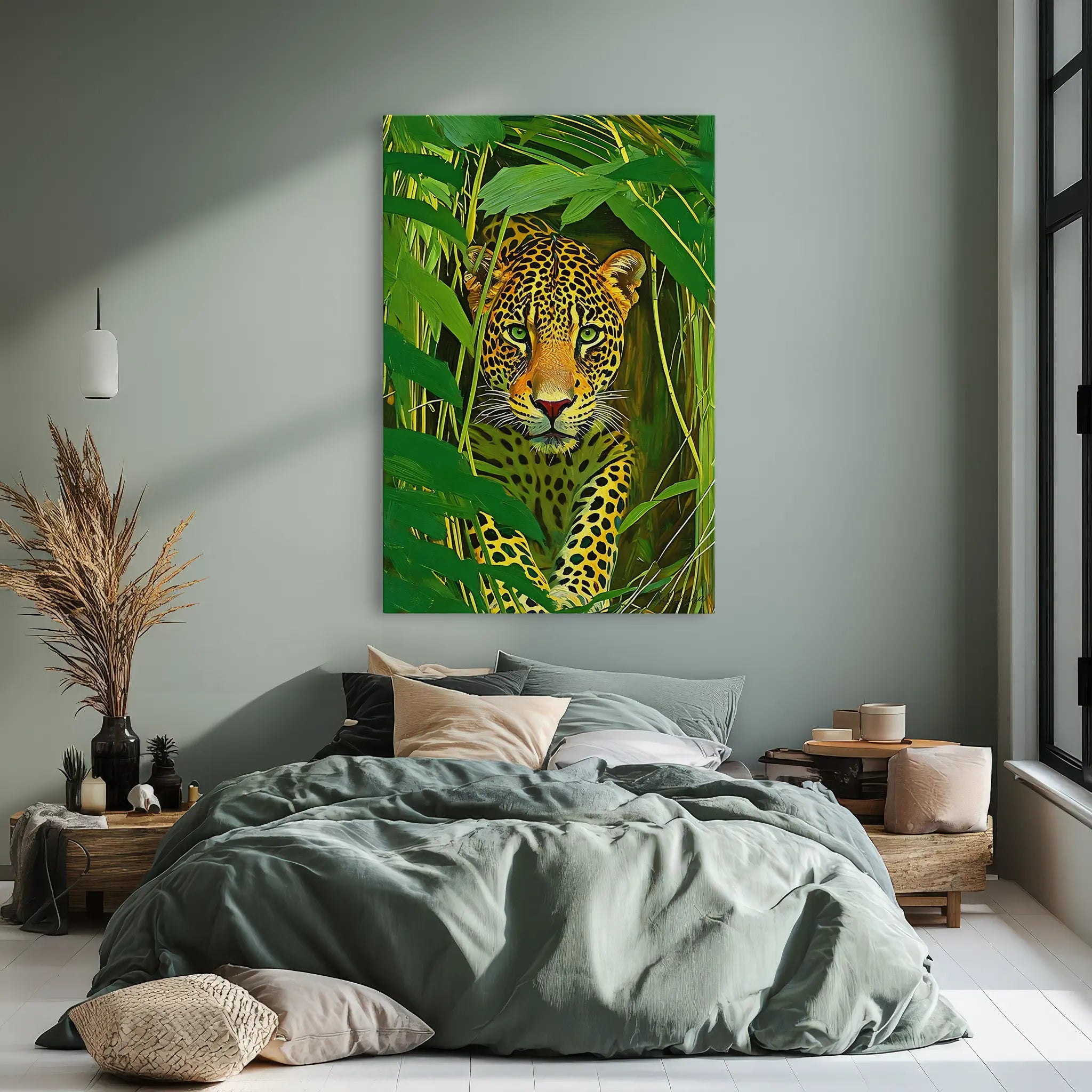Leopard hidden in dense leaves Giclée Print 231025 Visual Wall Art AR2:3V Giclée Print