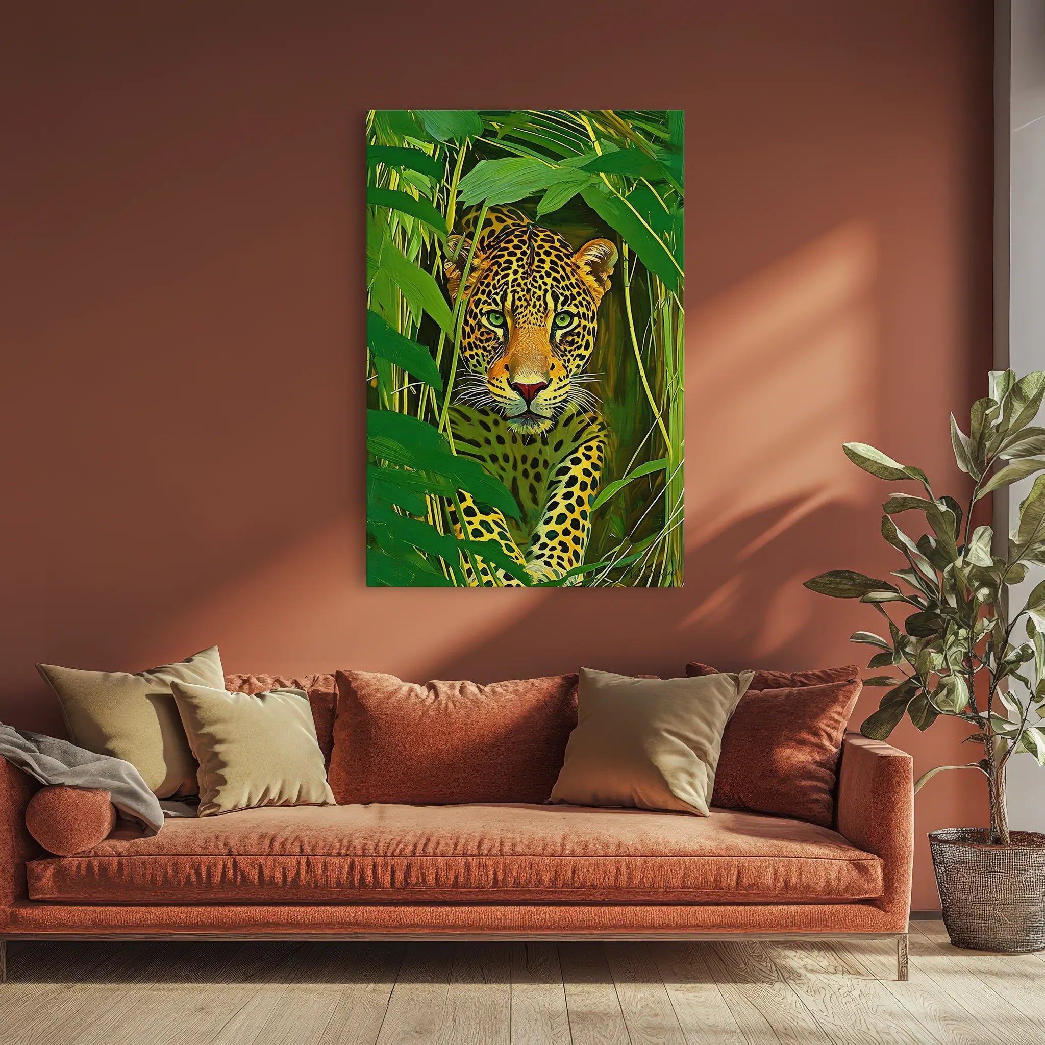 Leopard hidden in dense leaves Giclée Print 231025 Visual Wall Art AR2:3V Giclée Print