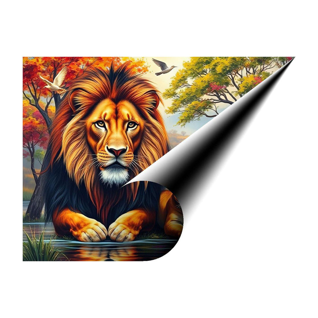 Little Lions Sitting With Dad, Animal Art Print 43829 Giclee Rolled Canvas Print Visual Wall Art