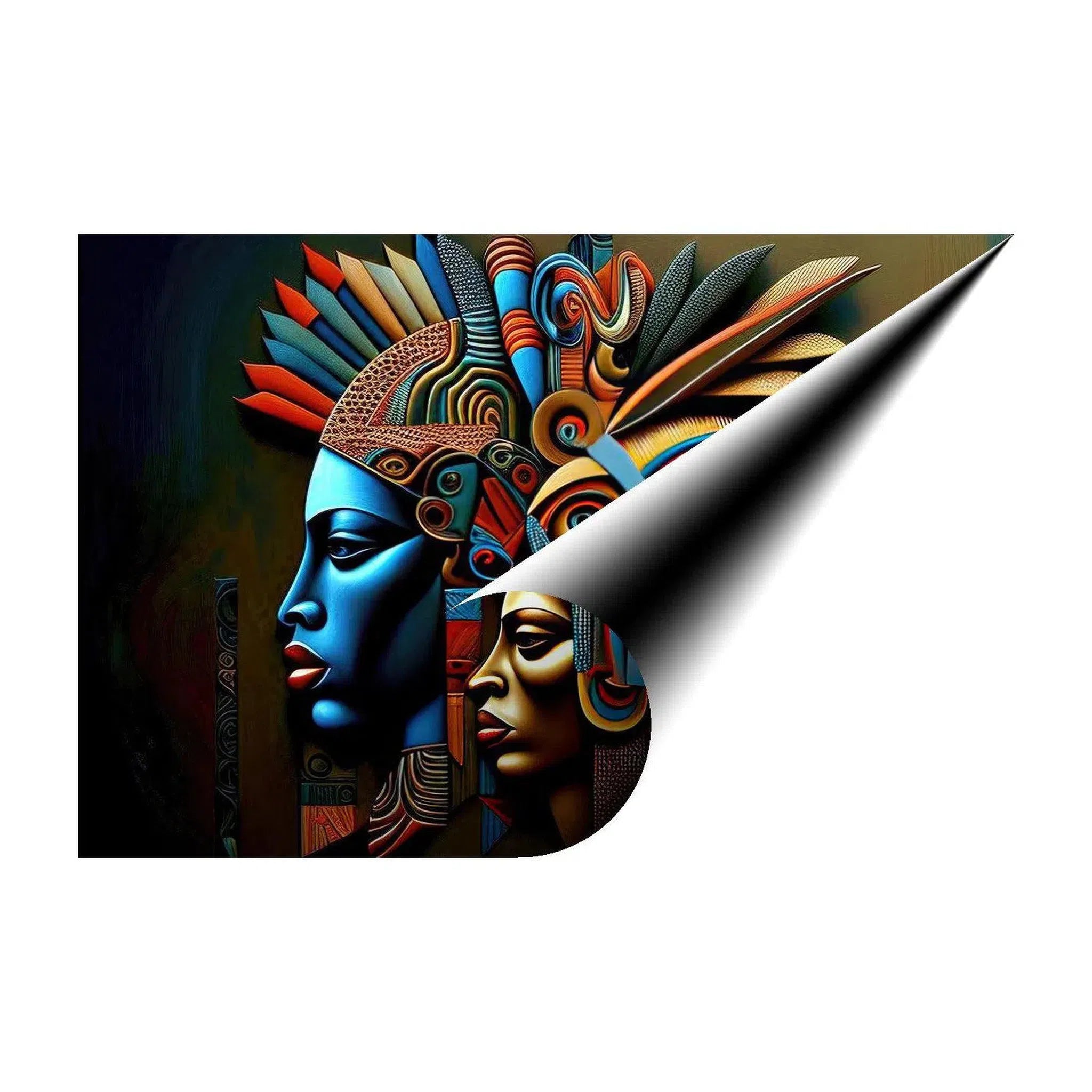 Lovely Queen, Ethnic Abstract Art Print 32100 Giclée Rolled Canvas Print Visual Wall Art