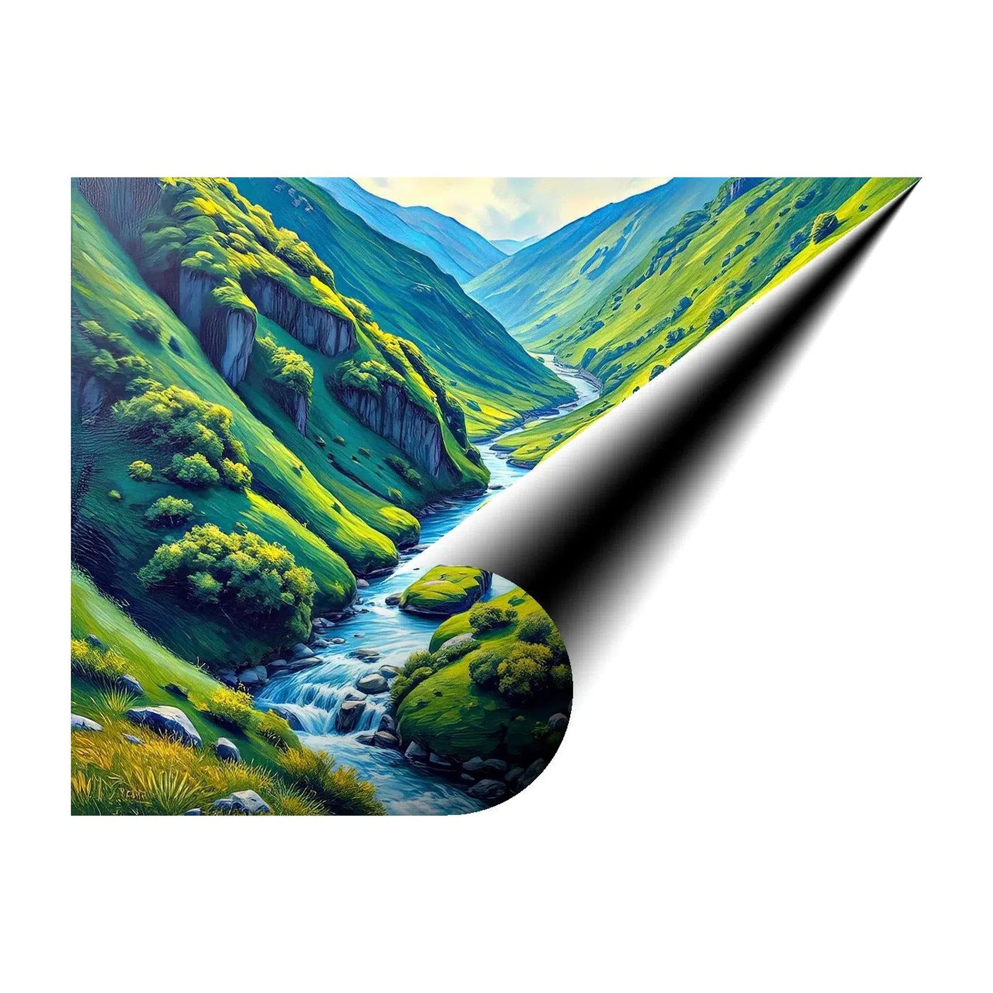 Lush Green Valley Nature Art Print 43714 Giclée Fine Art Matte Paper Print Visual Wall Art