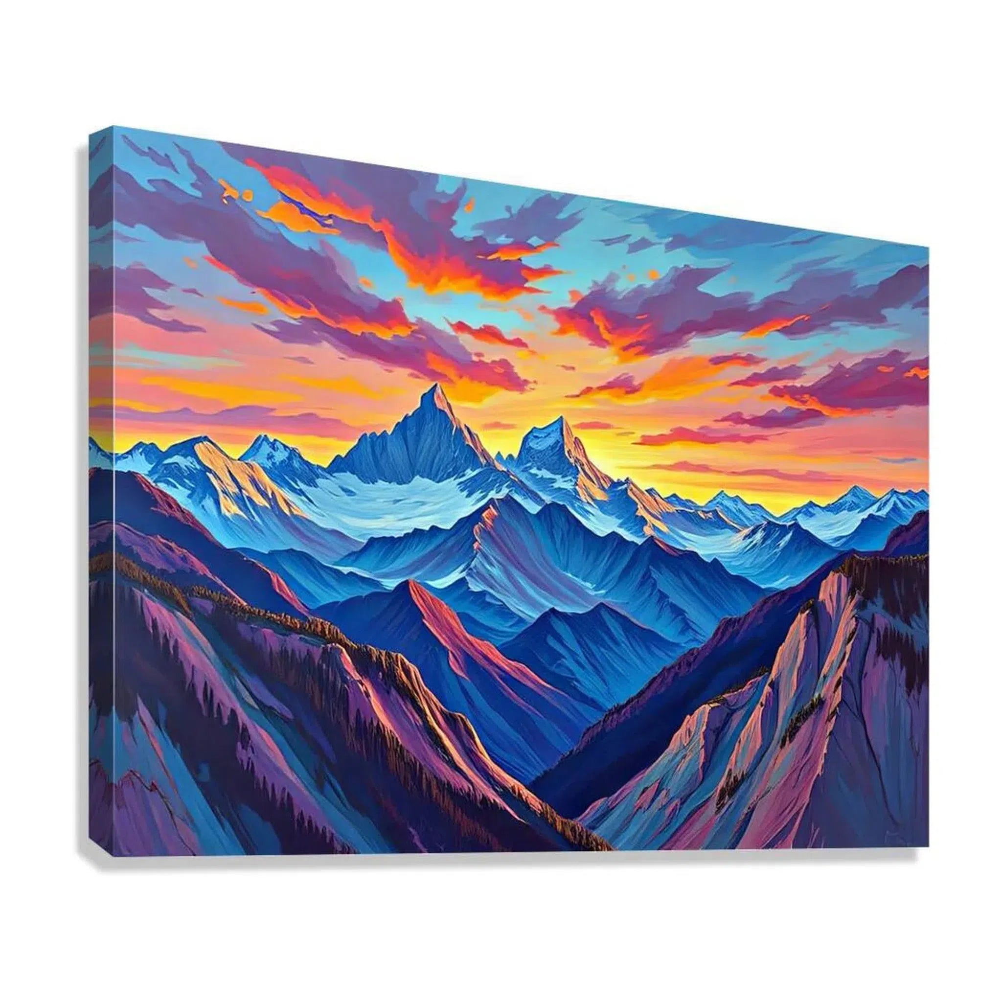 Majestic Mountain Range Nature Art Print 43716 Giclée Stretched Canvas Print Visual Wall Art