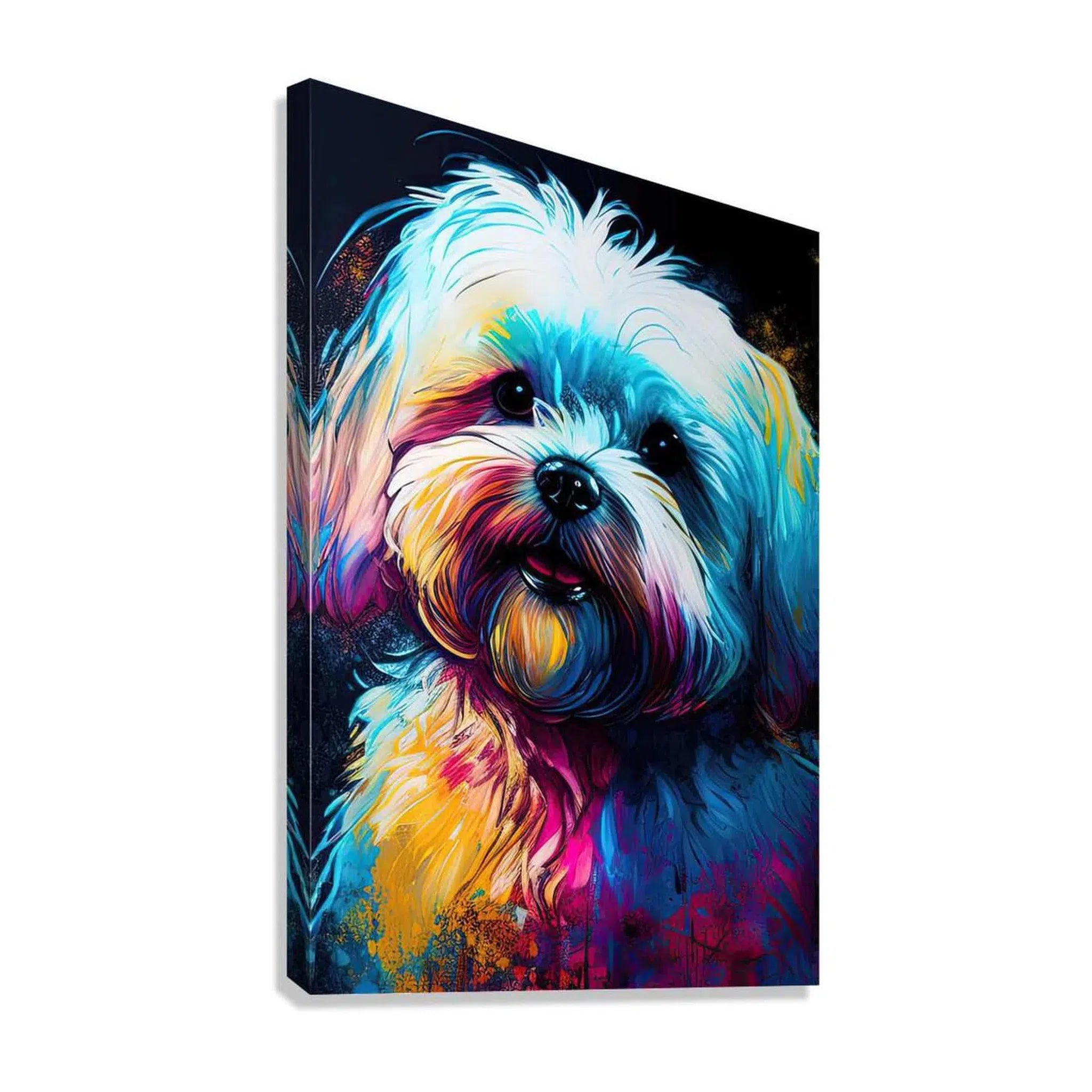 Maltese Dog , Pet Portrait Print 23802 Giclée Stretched Canvas Print Visual Wall Art
