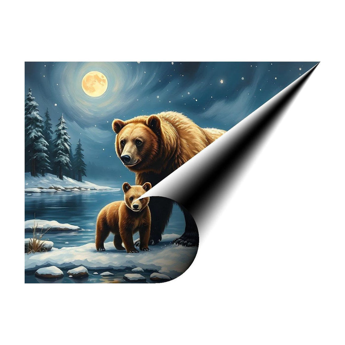 Mama Brown Bear And Cub, Animal Art Print 43801 Giclee Rolled Canvas Print Visual Wall Art