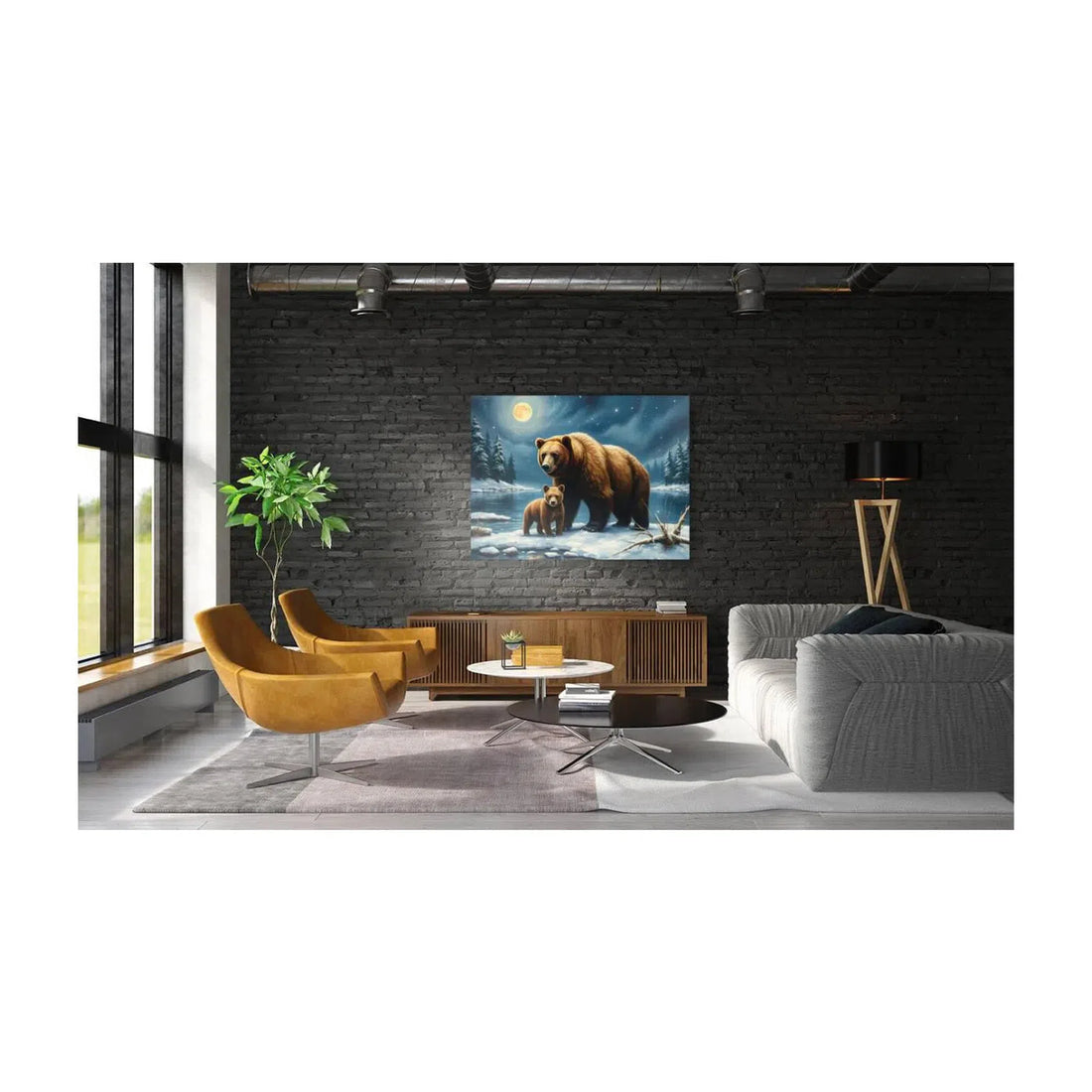 Mama Brown Bear And Cub, Animal Art Print 43801 Visual Wall Art