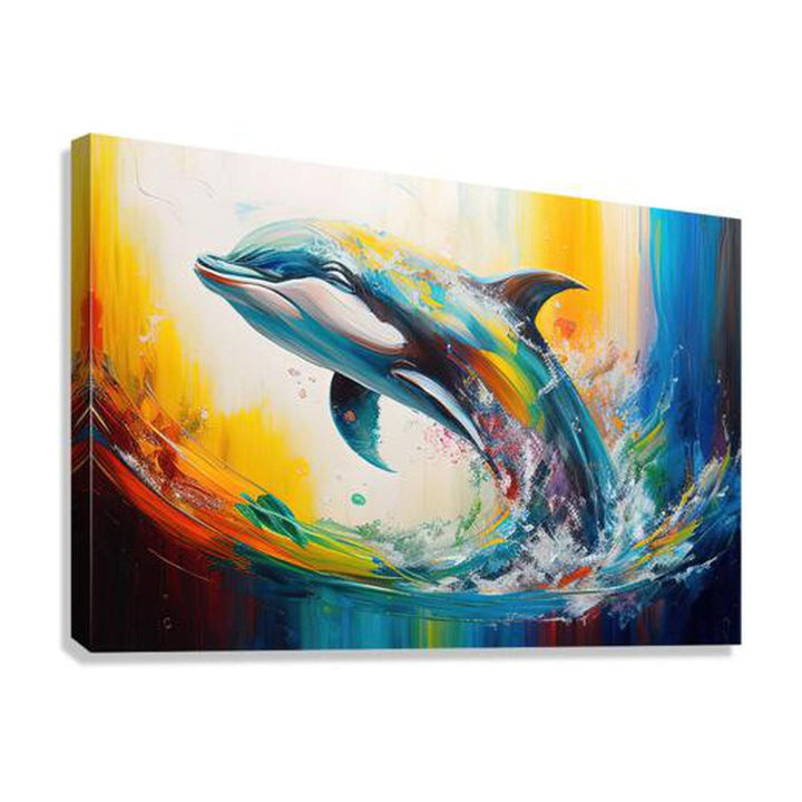 Mammal Dolphin, Ocean Animal Art Print 32103 Giclée Stretched Canvas Print Visual Wall Art