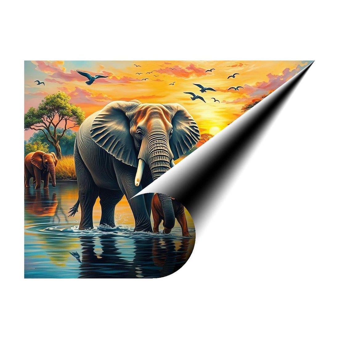 Mammoth Elephant And Calf, Animal Art Print 43838 Giclee Rolled Canvas Print Visual Wall Art