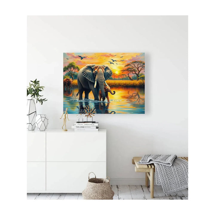 Mammoth Elephant And Calf, Animal Art Print 43838 Visual Wall Art