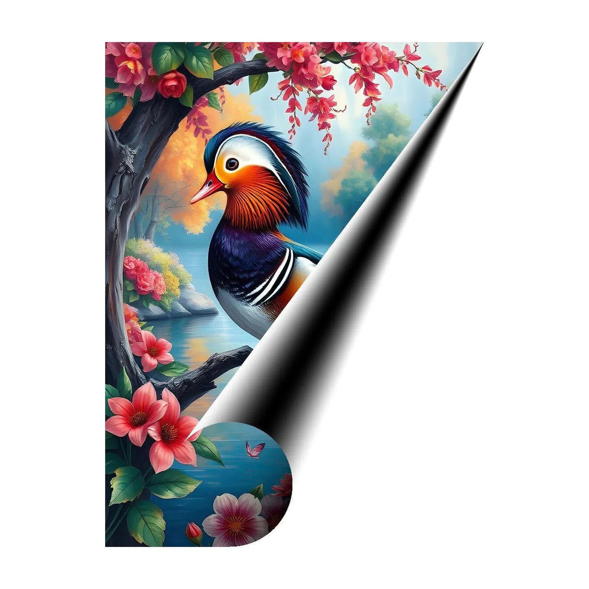 Mandarin Duck Aix Galericulata, Bird Art Print 34223 Giclée Rolled Canvas Print Visual Wall Art