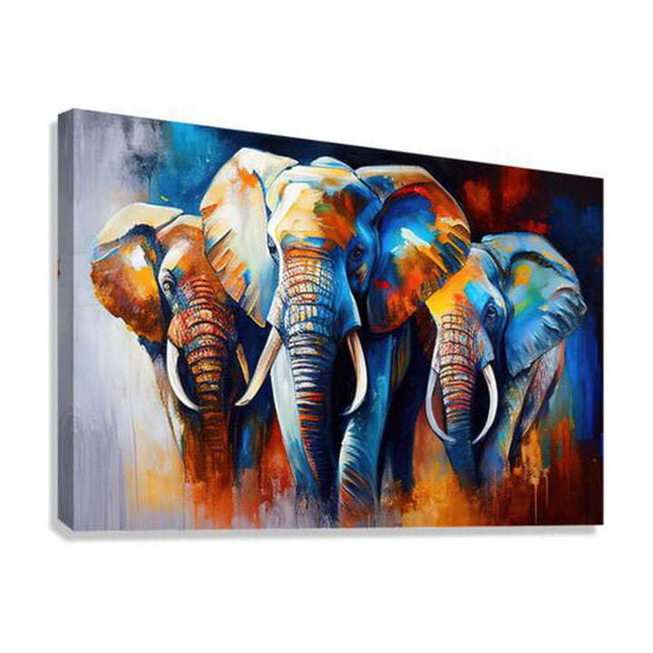 Migrating African Elephant Herd, Animal Art Print 32102 Giclée Stretched Canvas Print Visual Wall Art