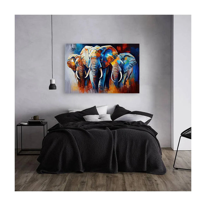 Migrating African Elephant Herd, Animal Art Print 32102 Visual Wall Art