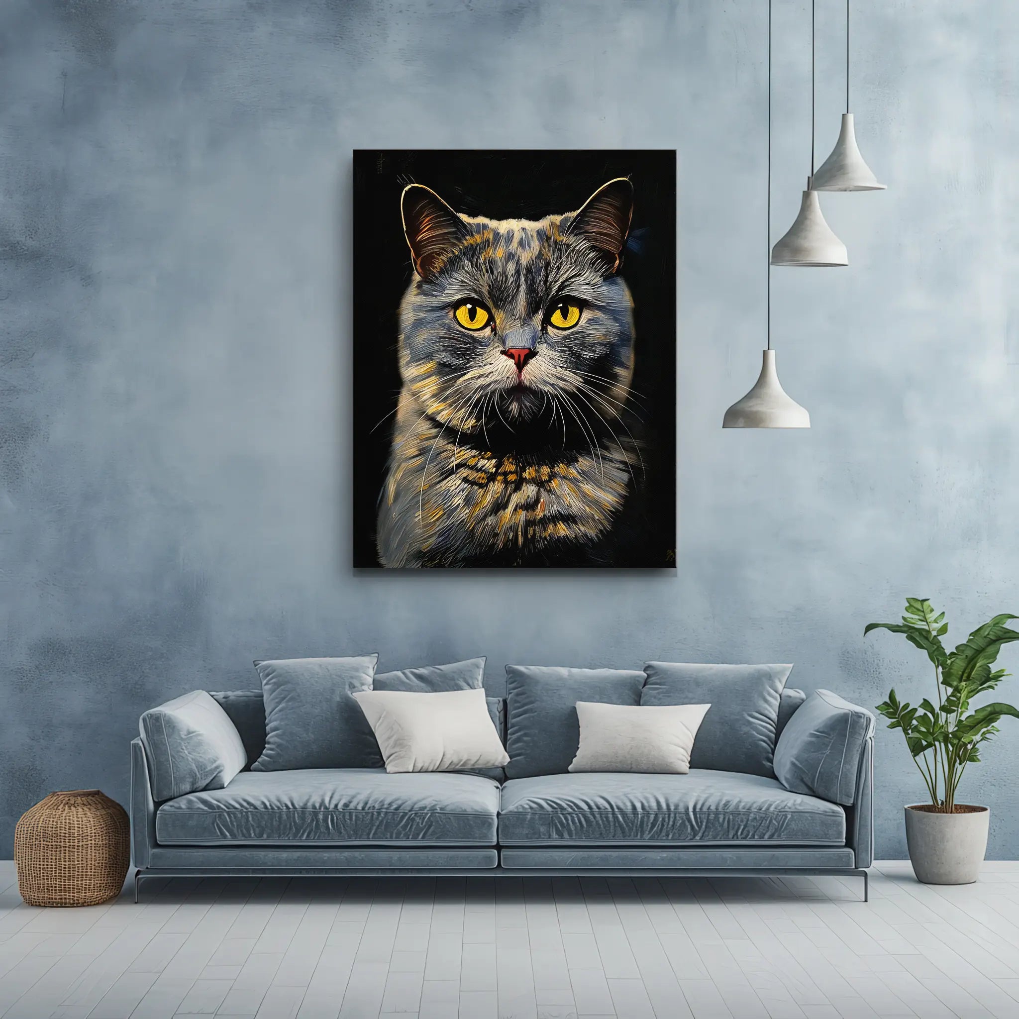 Misty Cat with Yellow Eyes Giclée Print 456030 Visual Wall Art AR3:4V-AR4:5V Giclée Print