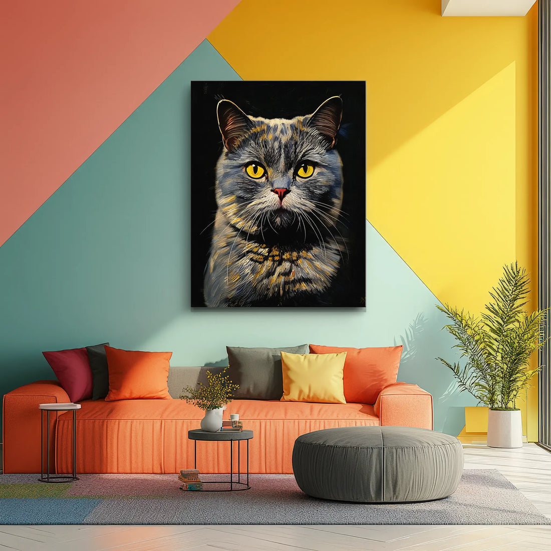 Misty Cat with Yellow Eyes Giclée Print 456030 Visual Wall Art AR3:4V-AR4:5V Giclée Print
