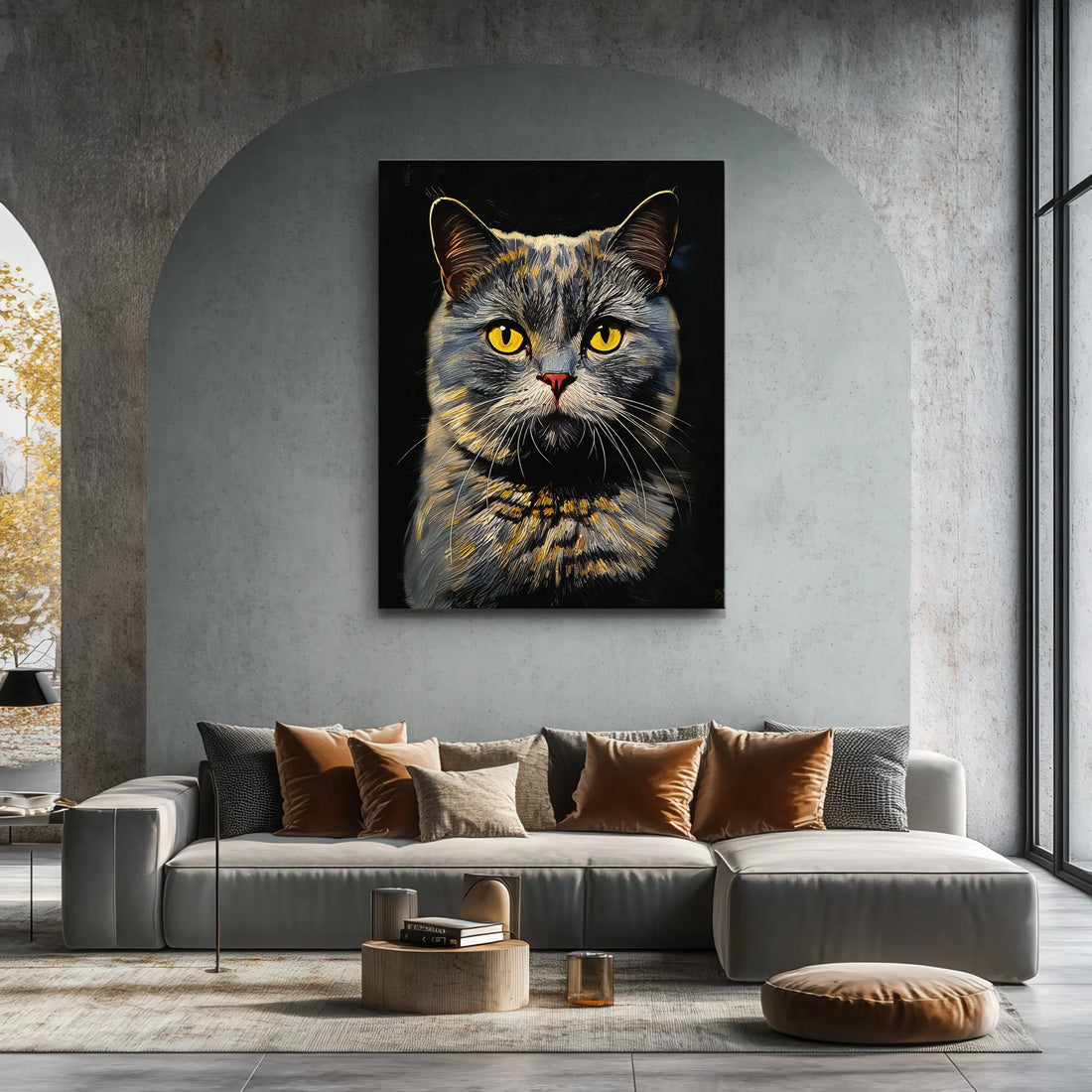 Misty Cat with Yellow Eyes Giclée Print 456030 Visual Wall Art AR3:4V-AR4:5V Giclée Print