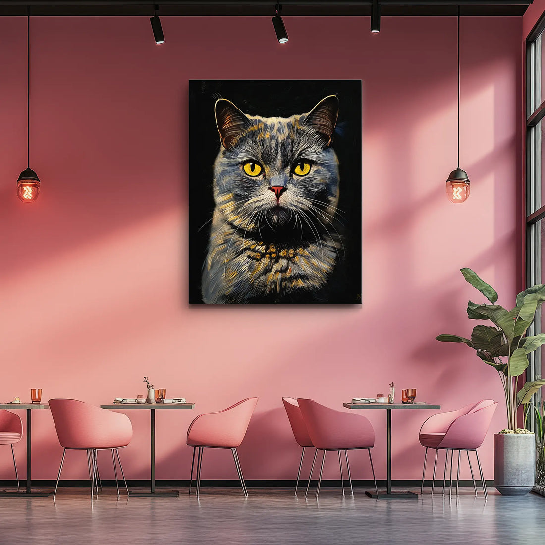 Misty Cat with Yellow Eyes Giclée Print 456030 Visual Wall Art AR3:4V-AR4:5V Giclée Print