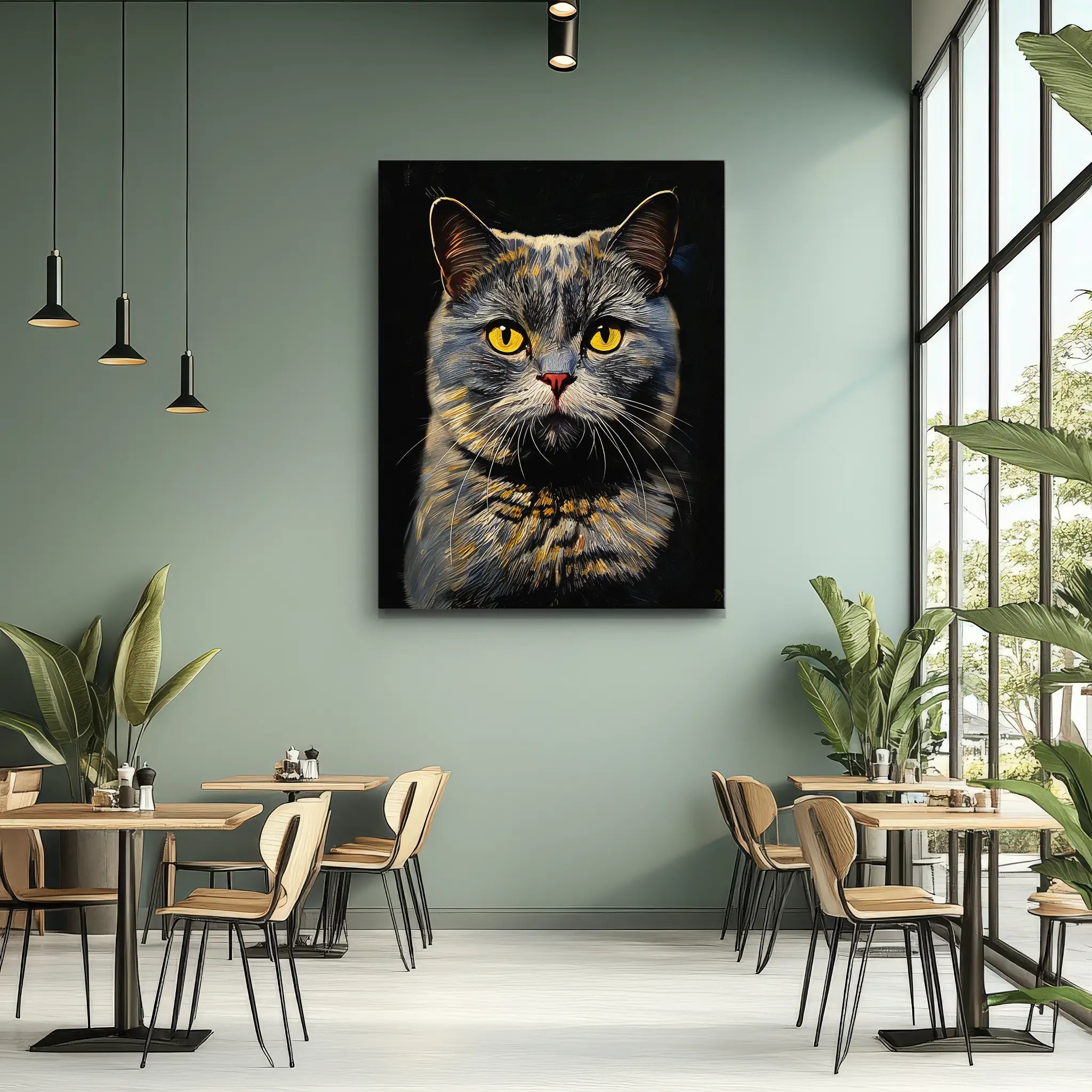 Misty Cat with Yellow Eyes Giclée Print 456030 Visual Wall Art AR3:4V-AR4:5V Giclée Print