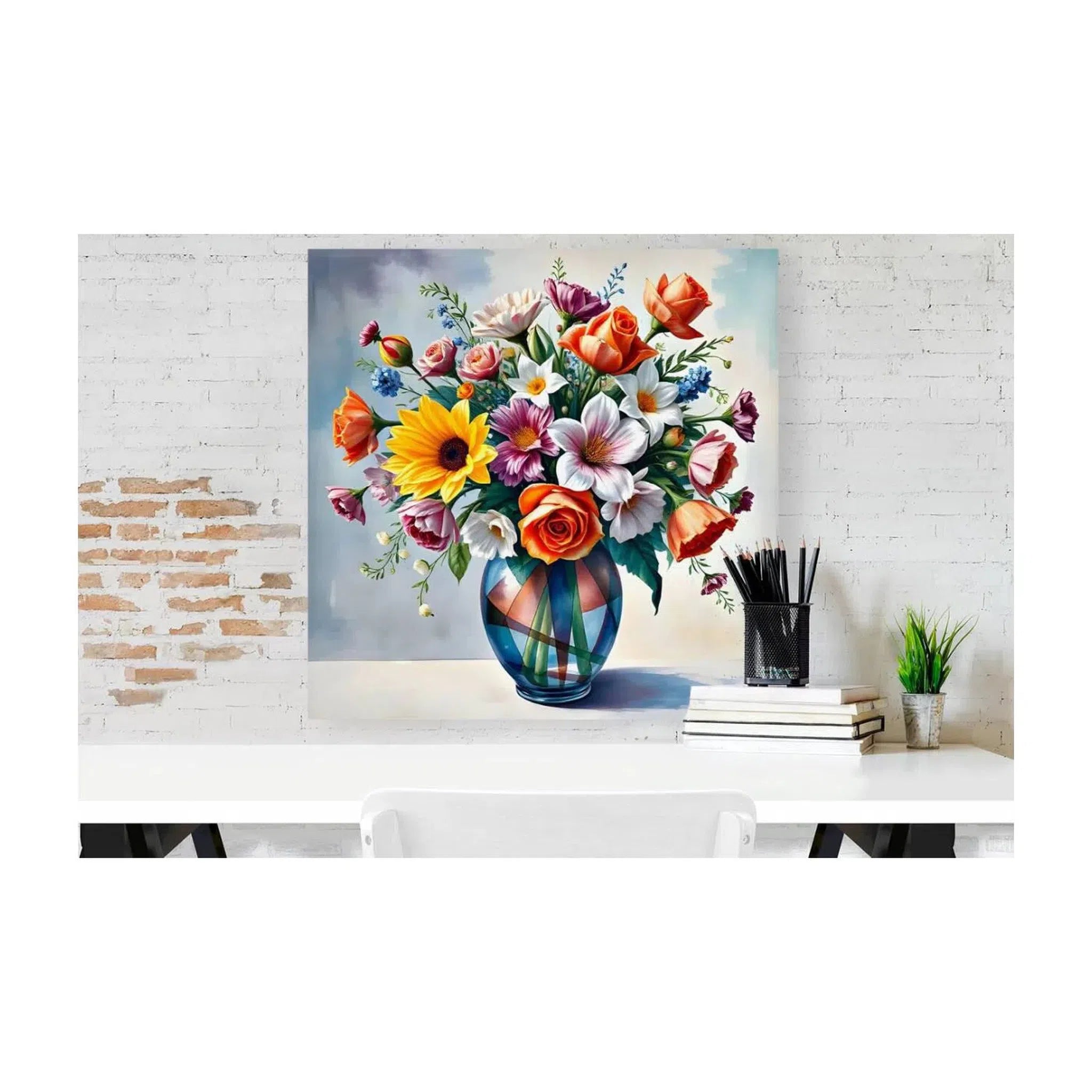 Mixed Lowerettes In Vase Still Life Print-11916 Visual Wall Art