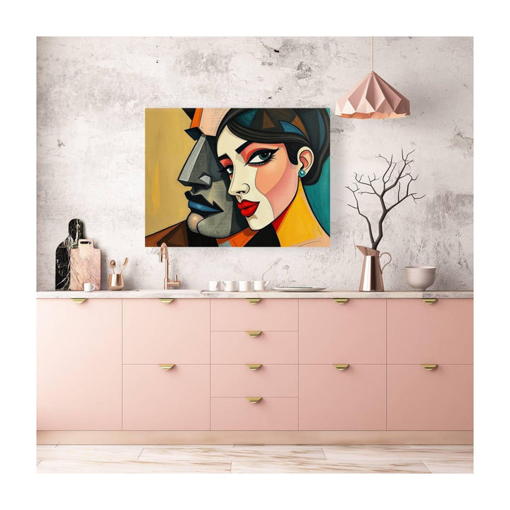 Modern Elegance Dual Portrait, Abstract Art Print 43624 Visual Wall Art