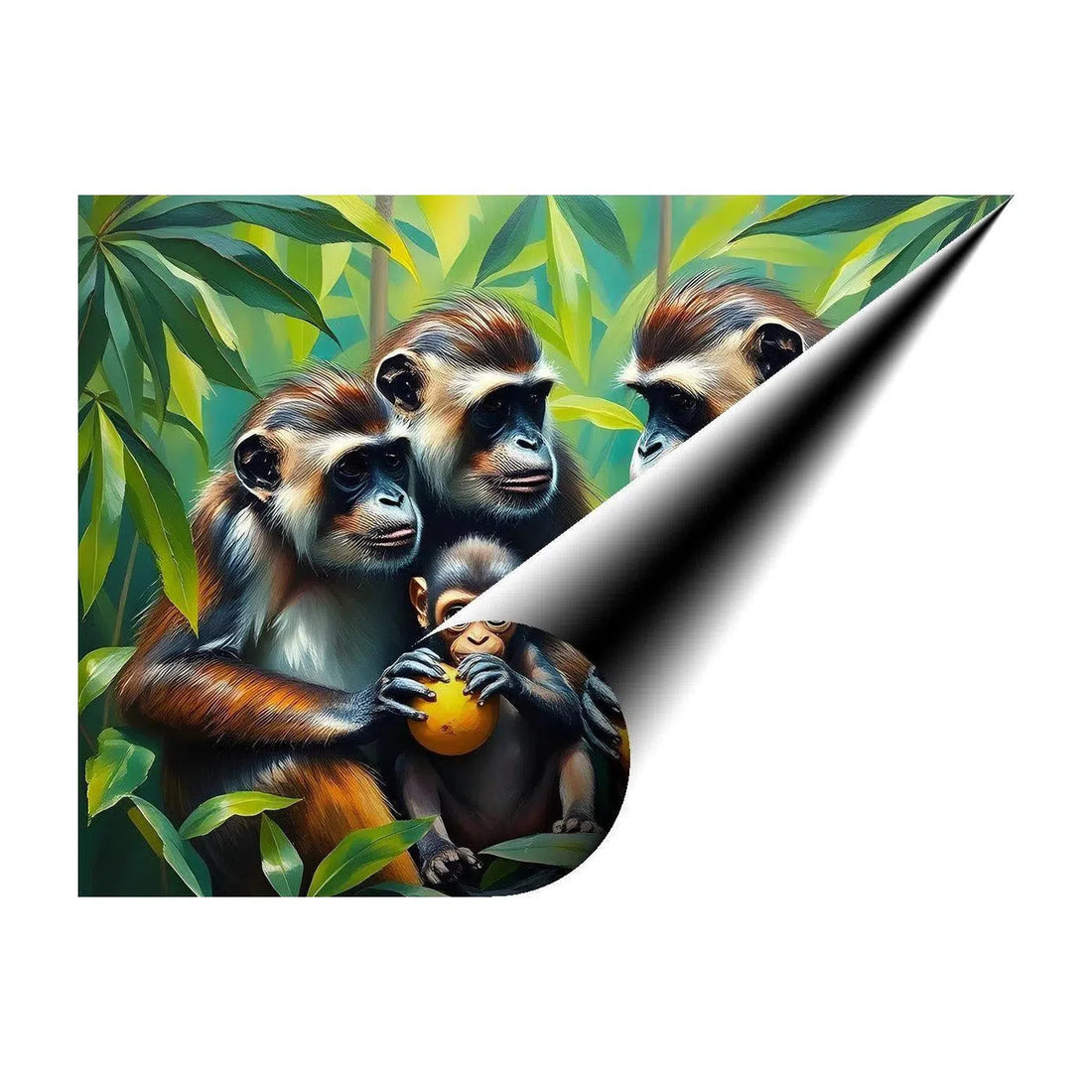 Monkeys And Infants Gathering, Animal Art Print 43808 Giclée Fine Art Matte Paper Print Visual Wall Art