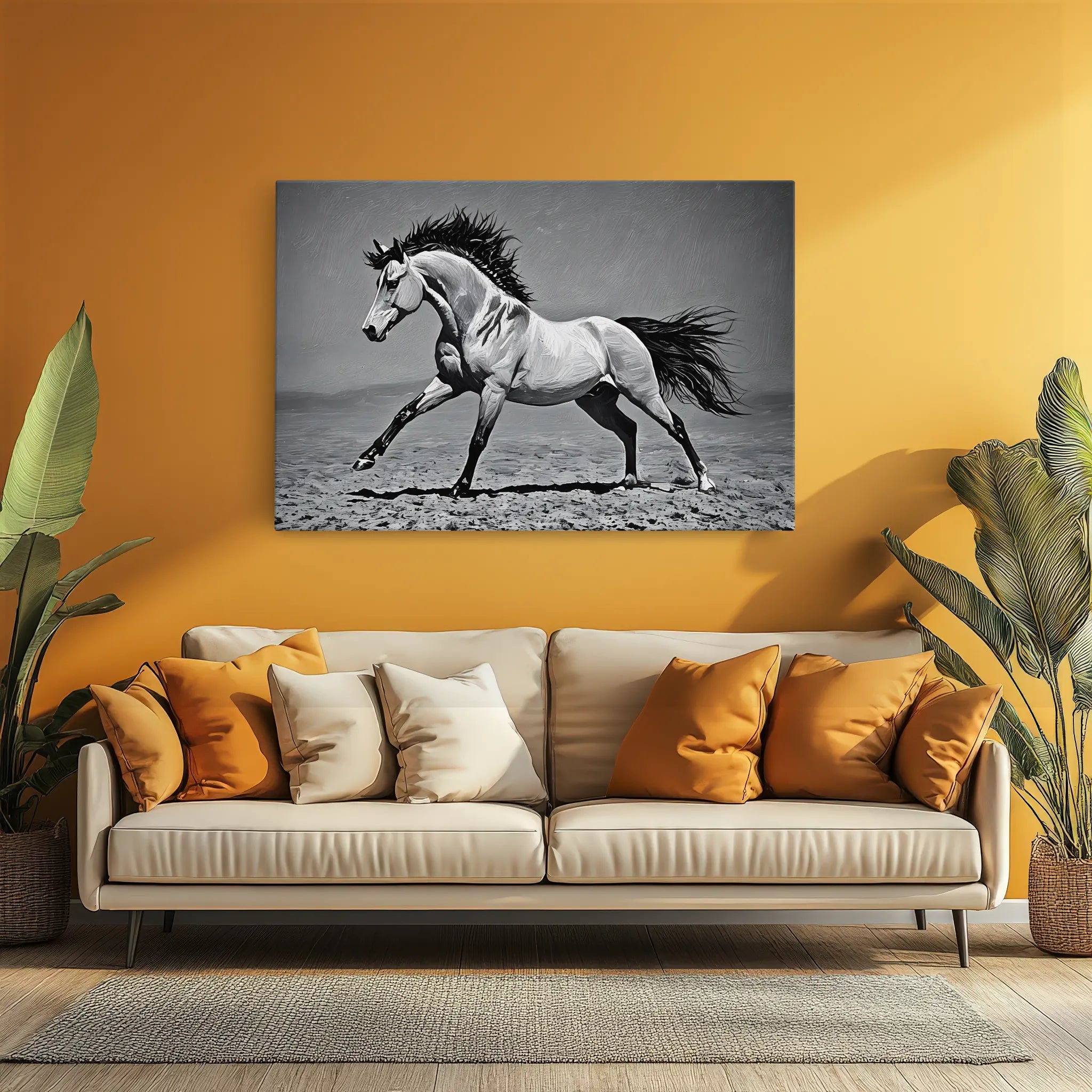 Monochrome Horse Galloping Giclée Print 322003 Visual Wall Art AR3:2H Giclée Print