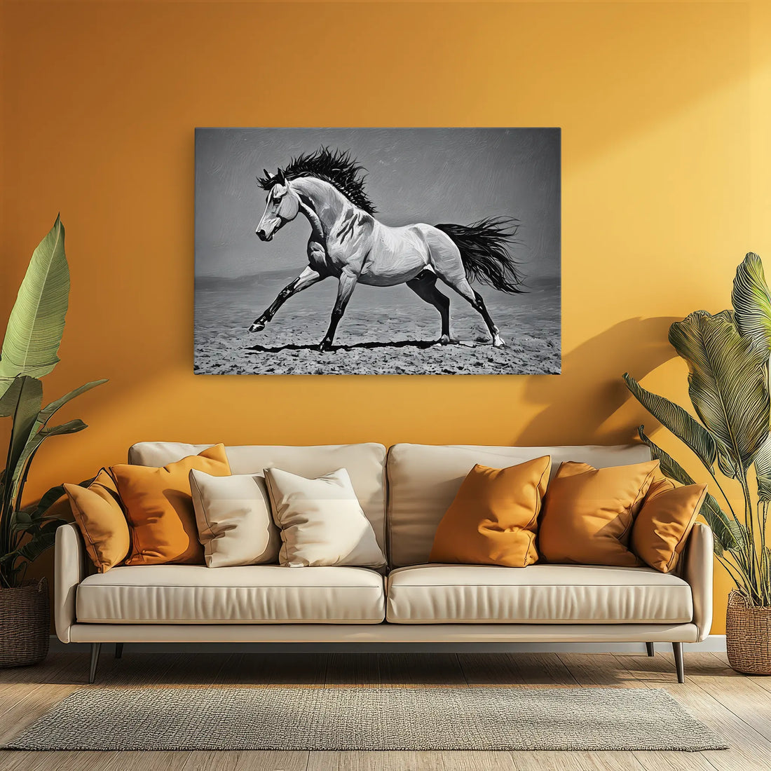 Monochrome Horse Galloping Giclée Print 322003 Visual Wall Art AR3:2H Giclée Print
