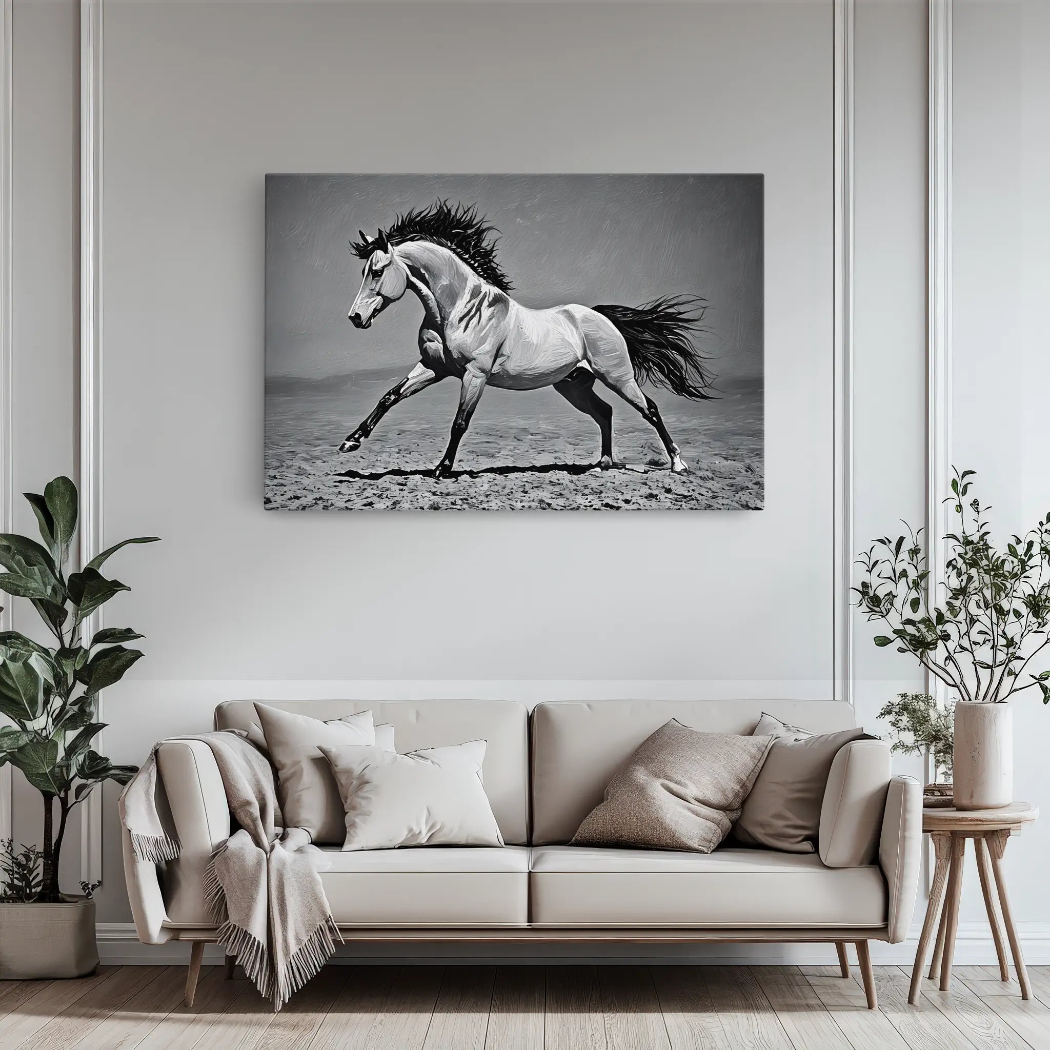 Monochrome Horse Galloping Giclée Print 322003 Visual Wall Art AR3:2H Giclée Print