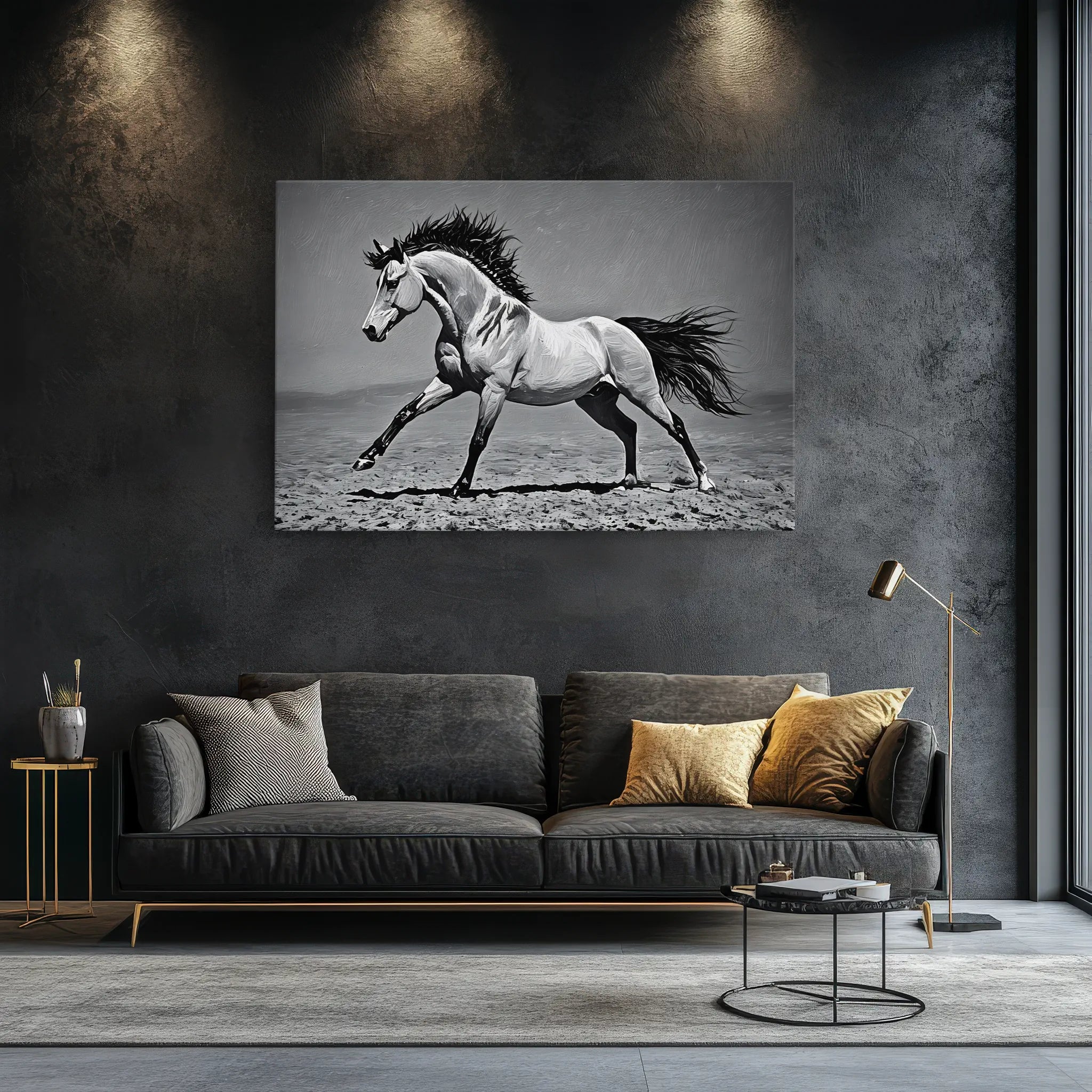 Monochrome Horse Galloping Giclée Print 322003 Visual Wall Art AR3:2H Giclée Print