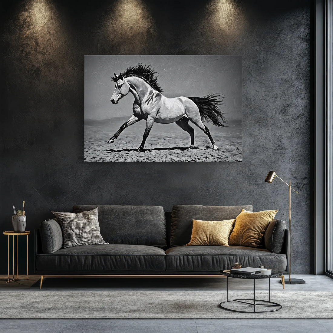 Monochrome Horse Galloping Giclée Print 322003 Visual Wall Art AR3:2H Giclée Print