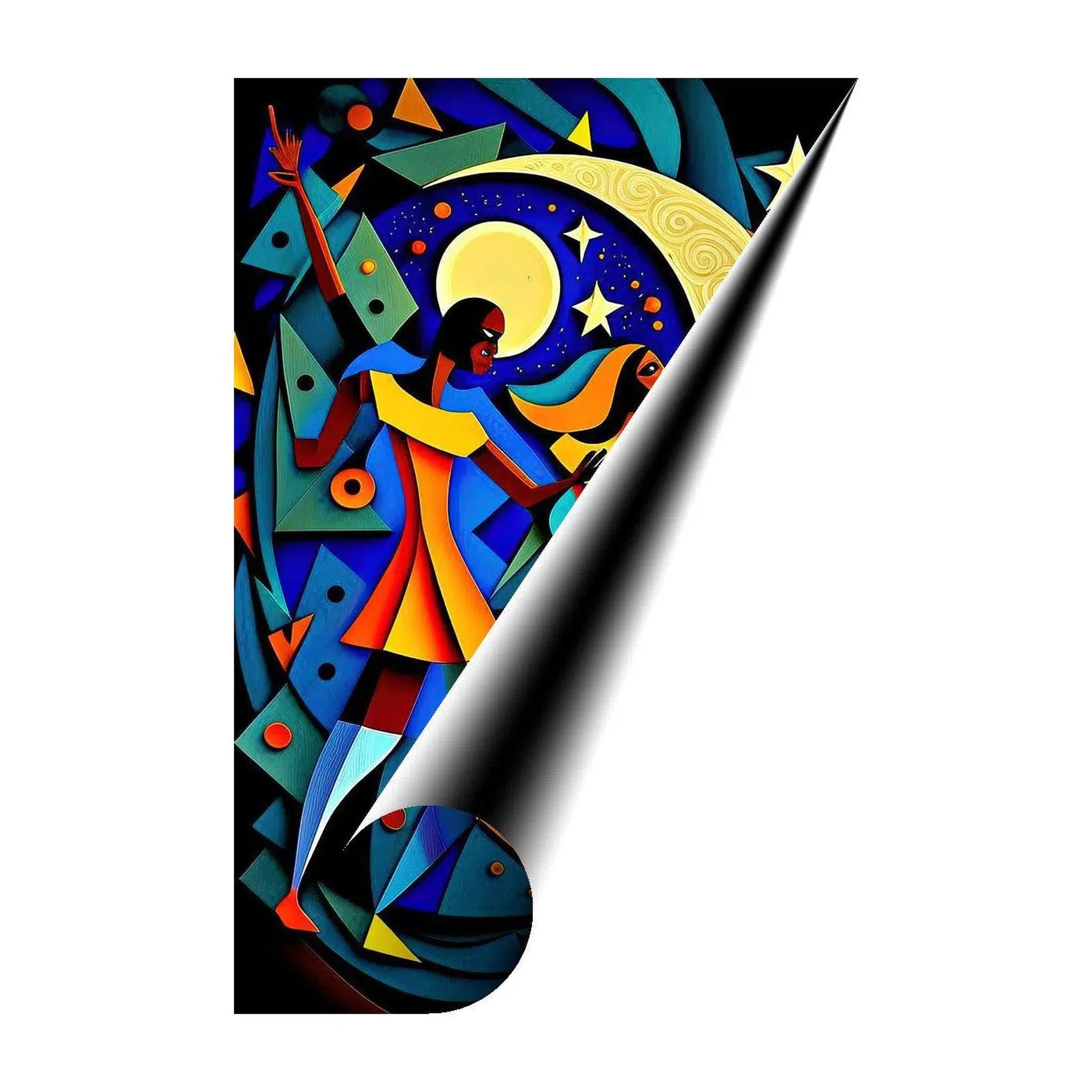 Moonlight Dancers, Music Jam, Art Print 23103 Giclée Rolled Canvas Print Visual Wall Art