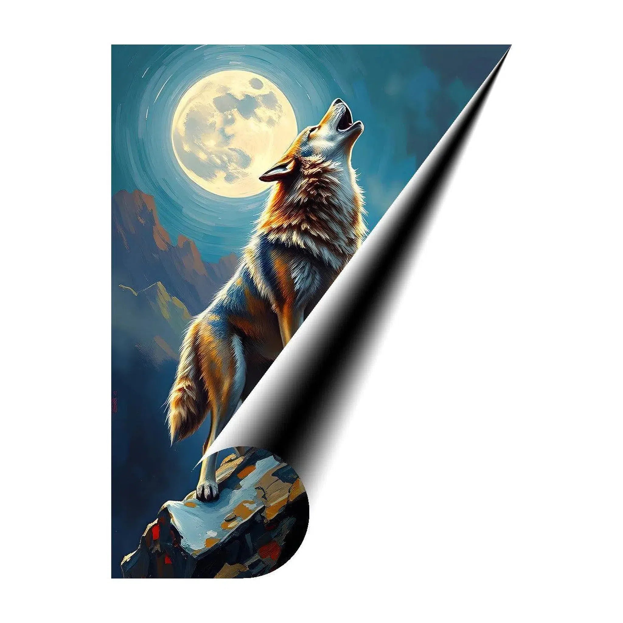 Moonlight Wolf Howling, Animal Art Print 34800 Giclée Rolled Canvas Print Visual Wall Art