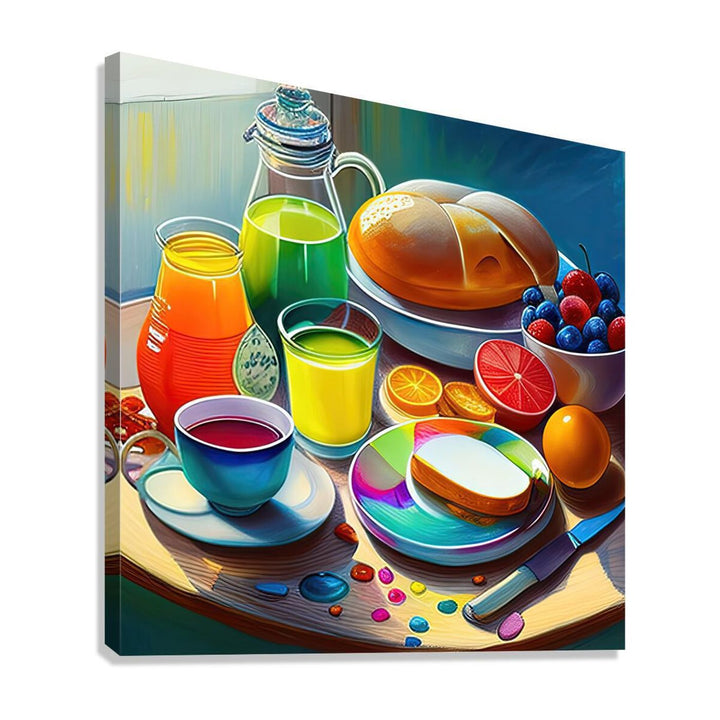 Morning Meal Still Life, Breakfast Food Nature Art Print 11709 Giclée Stretched Canvas Print Visual Wall Art