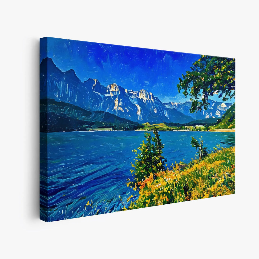 Mountain Lake with Foreground Flowers Giclée Print 323033 Visual Wall Art AR3:2H Giclée Print