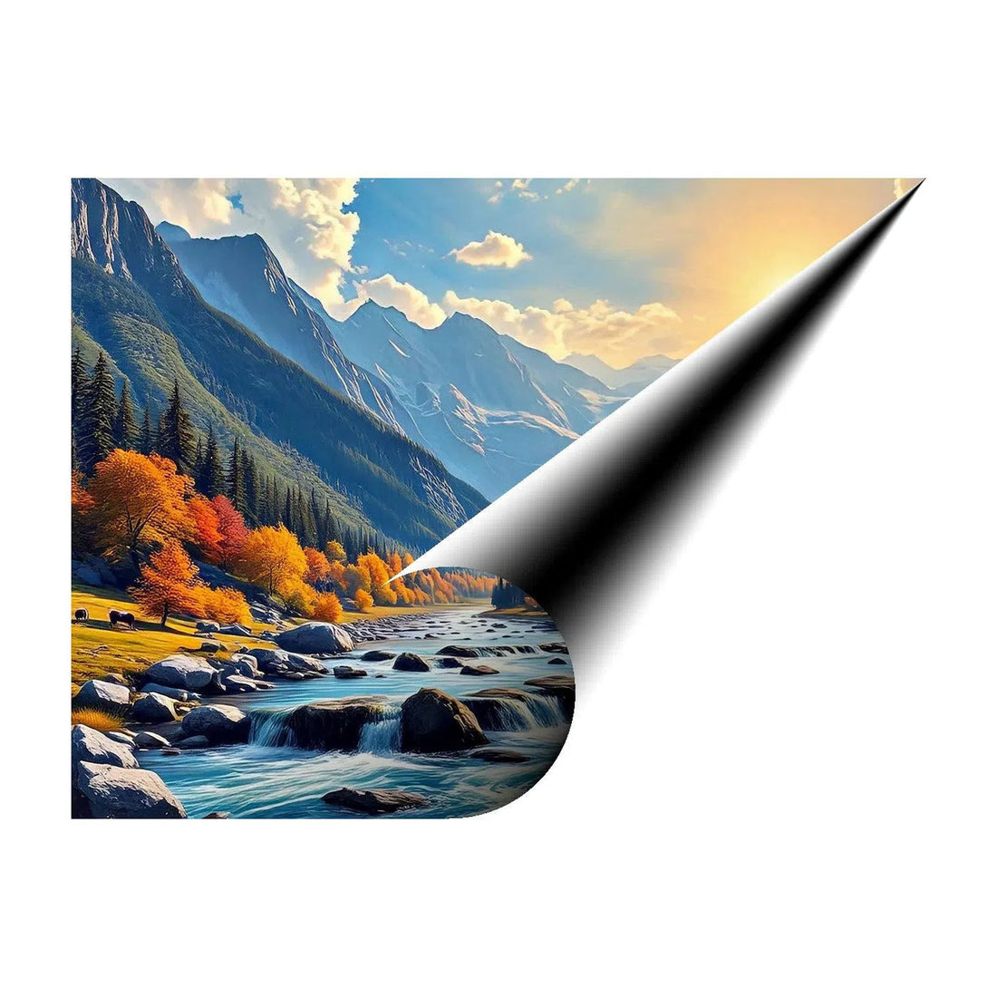 Mountain River In Autumn Nature Art Print 43719 Giclée Fine Art Matte Paper Print Visual Wall Art