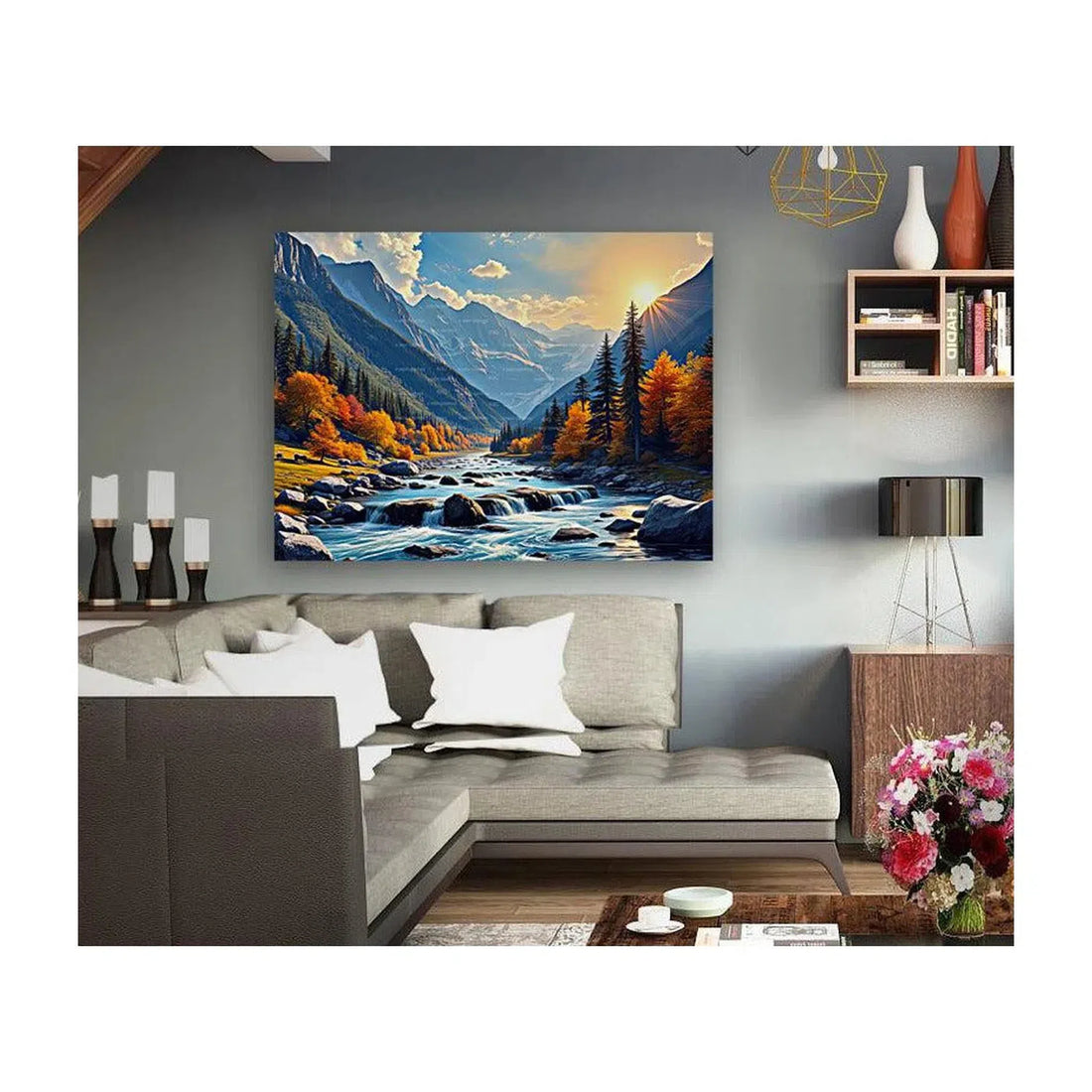 Mountain River In Autumn Nature Art Print 43719 Visual Wall Art