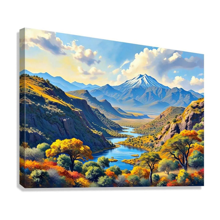 Moutainous Valley Nature Art Print 43721 Giclée Stretched Canvas Print Visual Wall Art